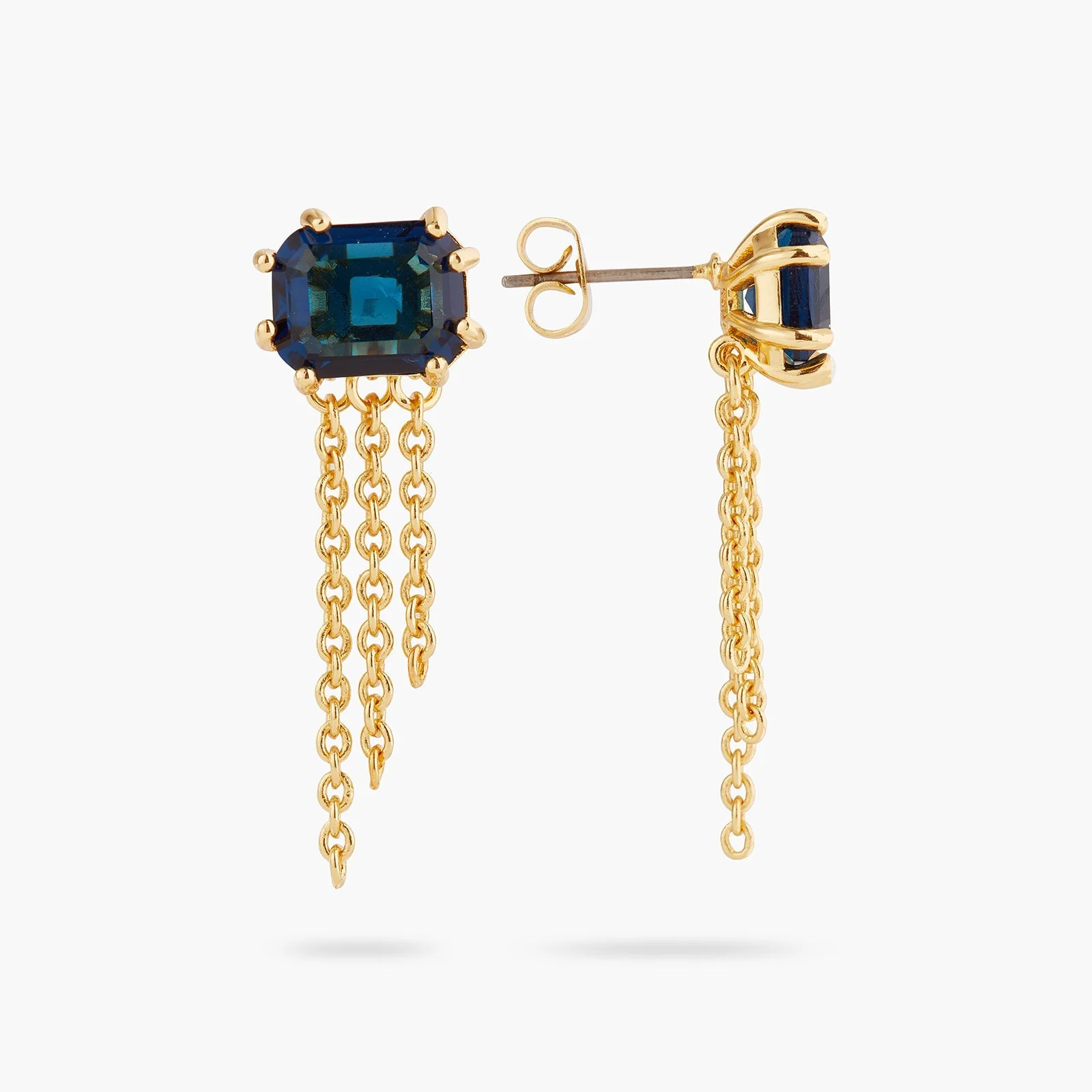 Ocean Blue Diamantine Stone And Chain Earrings | ASLD1471 - Image 5