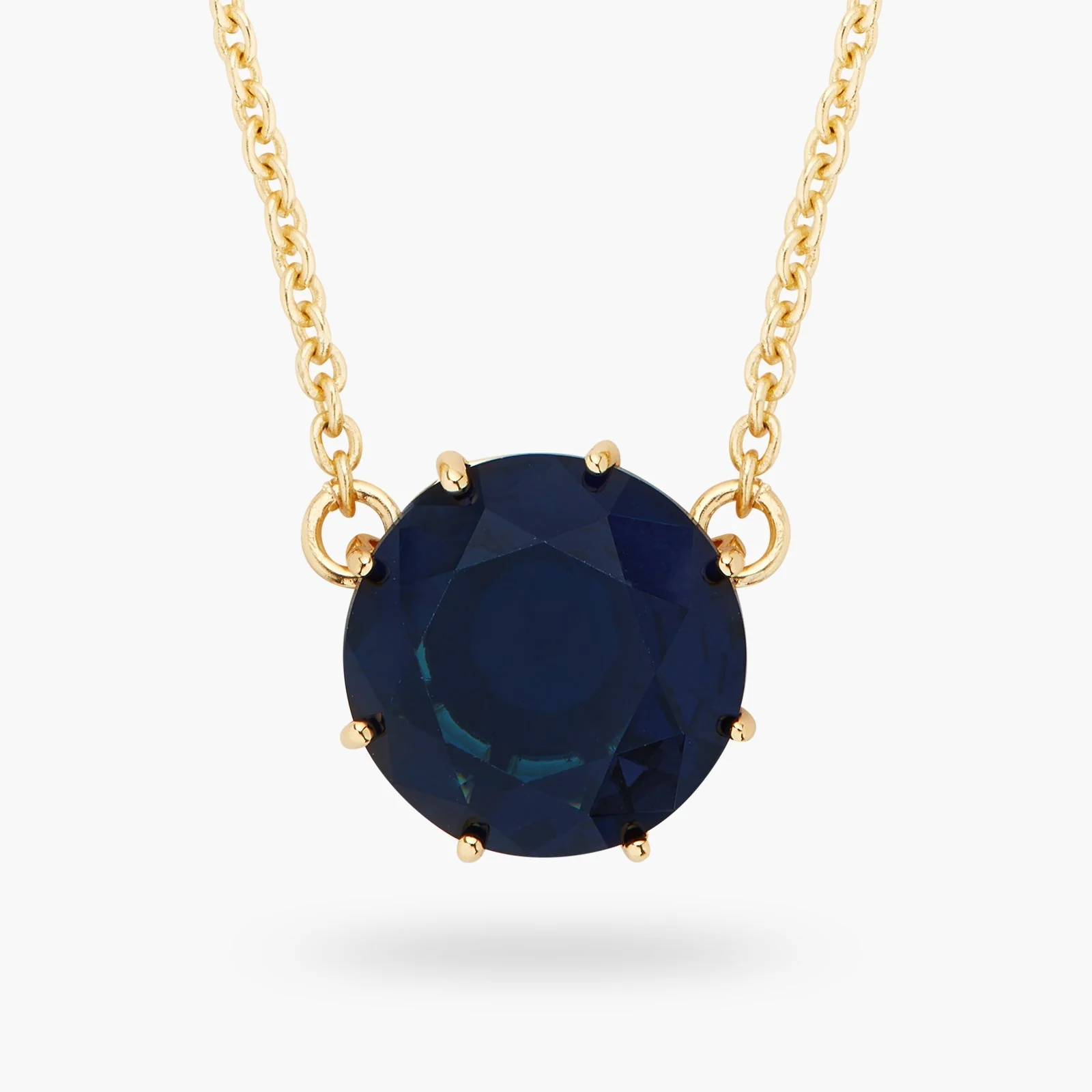 Ocean Blue Diamantine Round Stone Pendant Necklace | ASLD3011 - Image 2