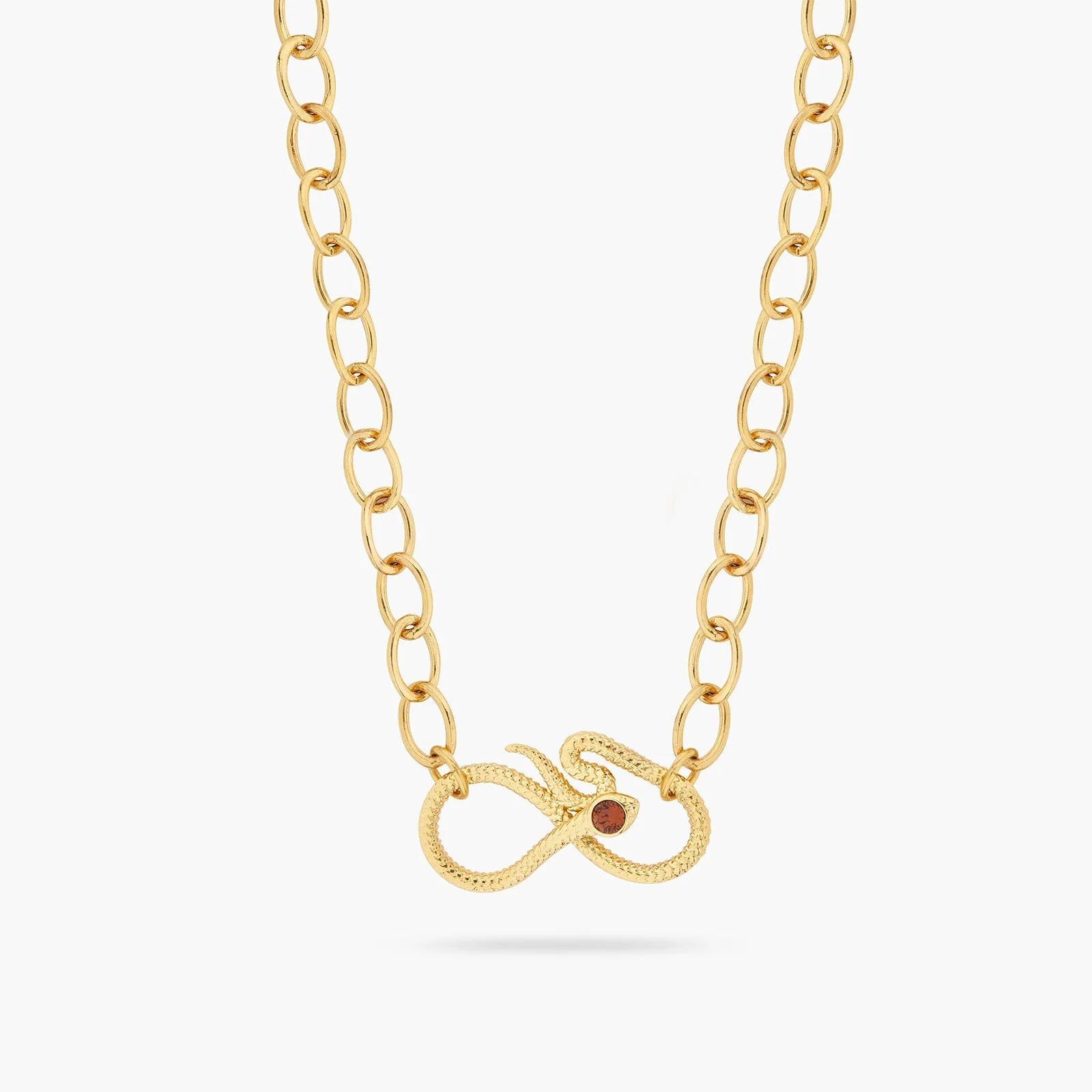 Oval Link Chain And Egyptian Snake Statement Neckace | ASNI3051 - Image 4