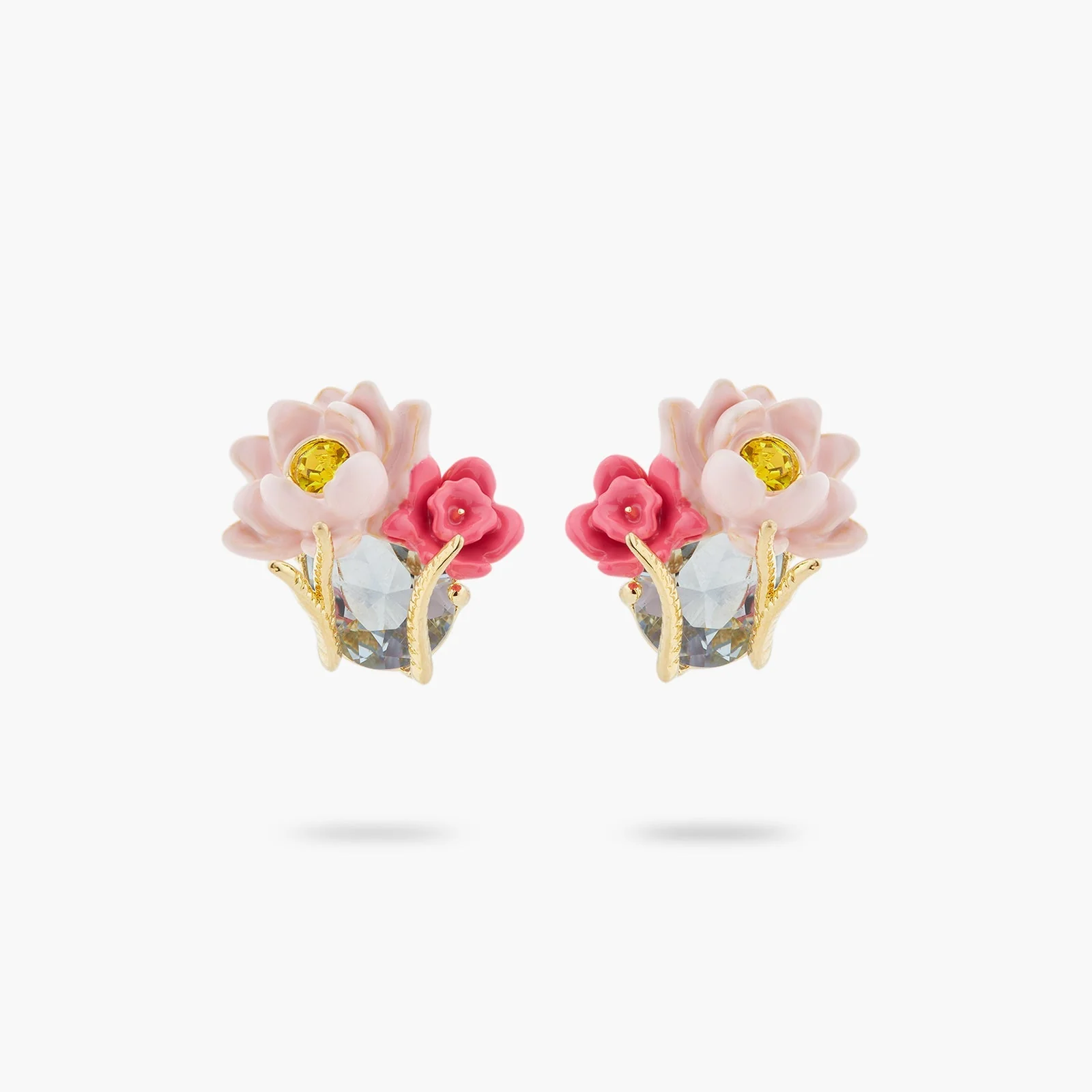 Pink Lotus And Light Blue Stone Earrings | ASOS1061