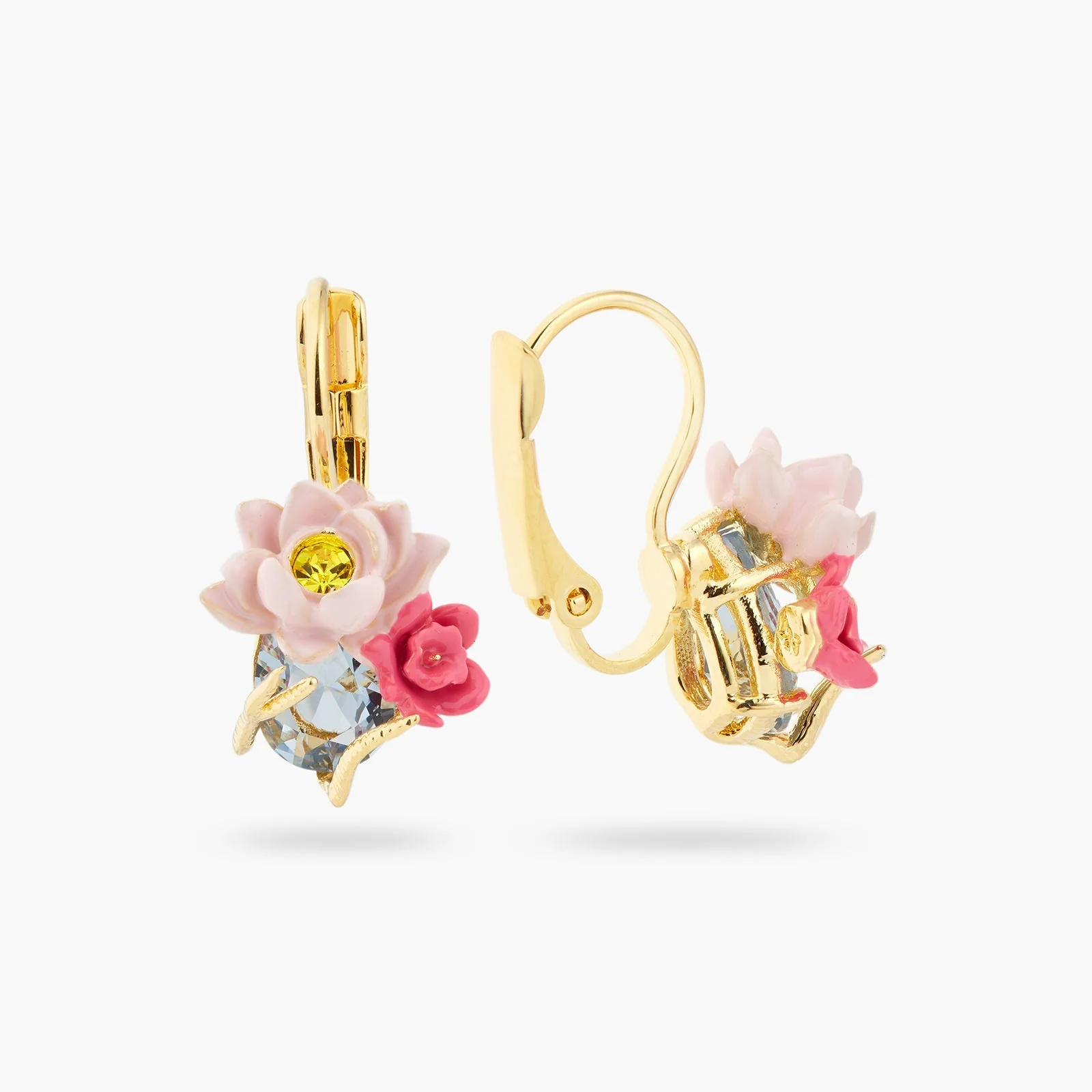 Pink Lotus And Light Blue Stone Earrings | ASOS1061 - Image 5
