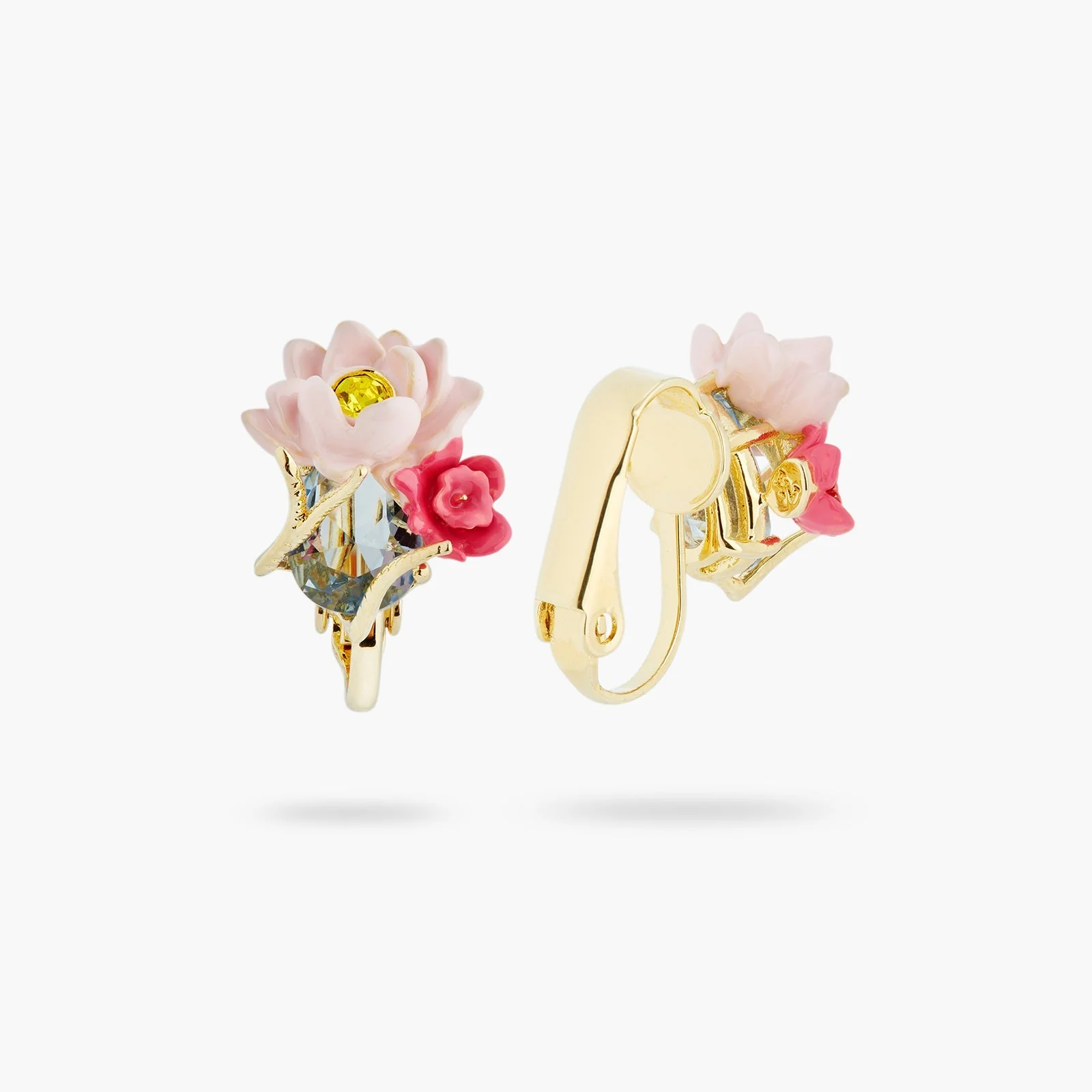Pink Lotus And Light Blue Stone Earrings | ASOS1061 - Image 6