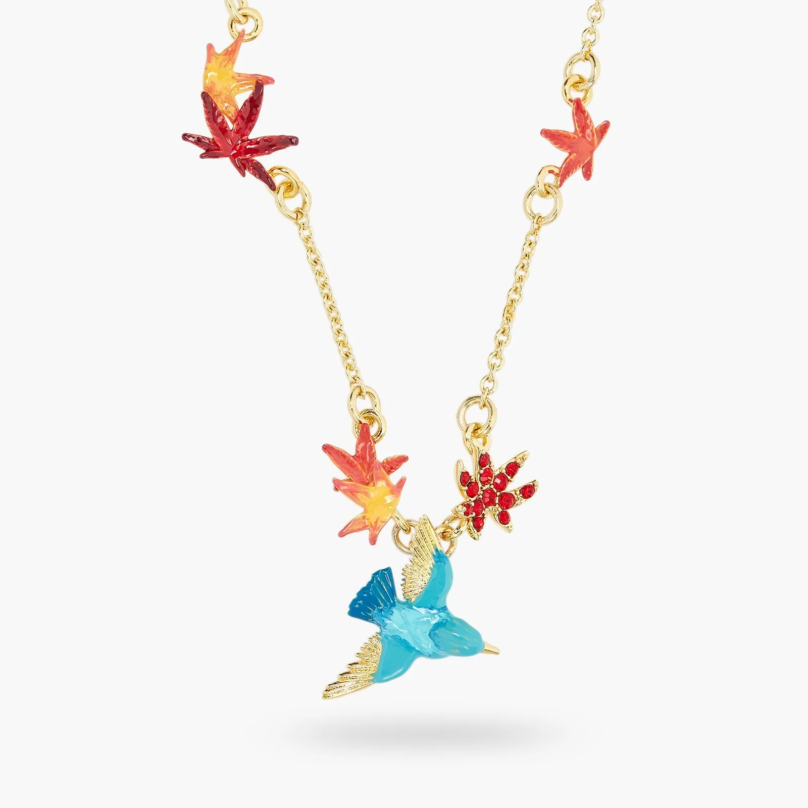 Kingfisher And Maple Leaf Statement Necklace | ASPL3031 - Image 3