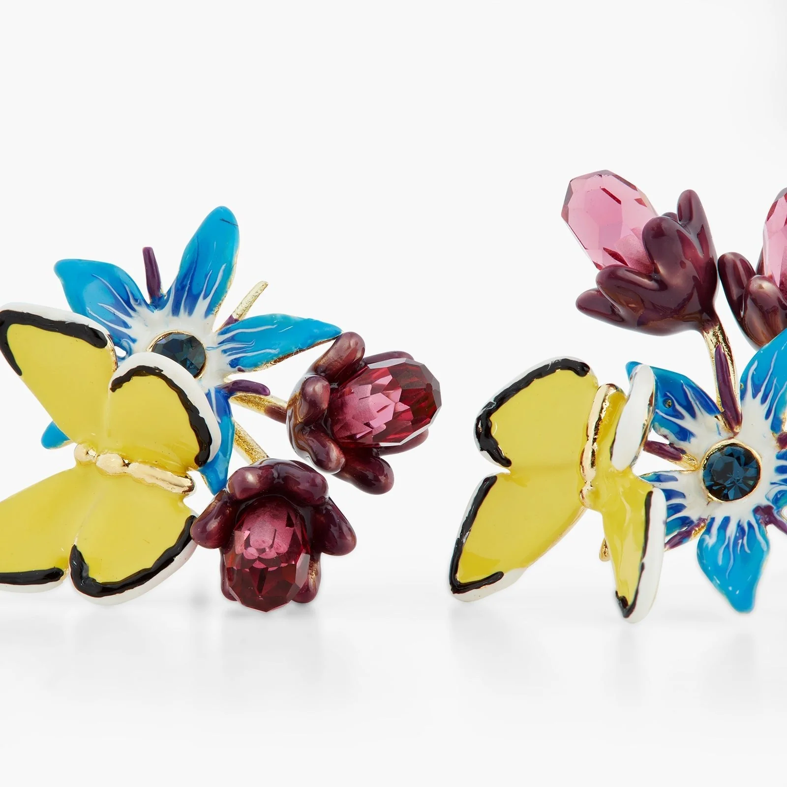 Blue Flower And Yellow Butterfly Earrings | ASPO1021 - Image 3