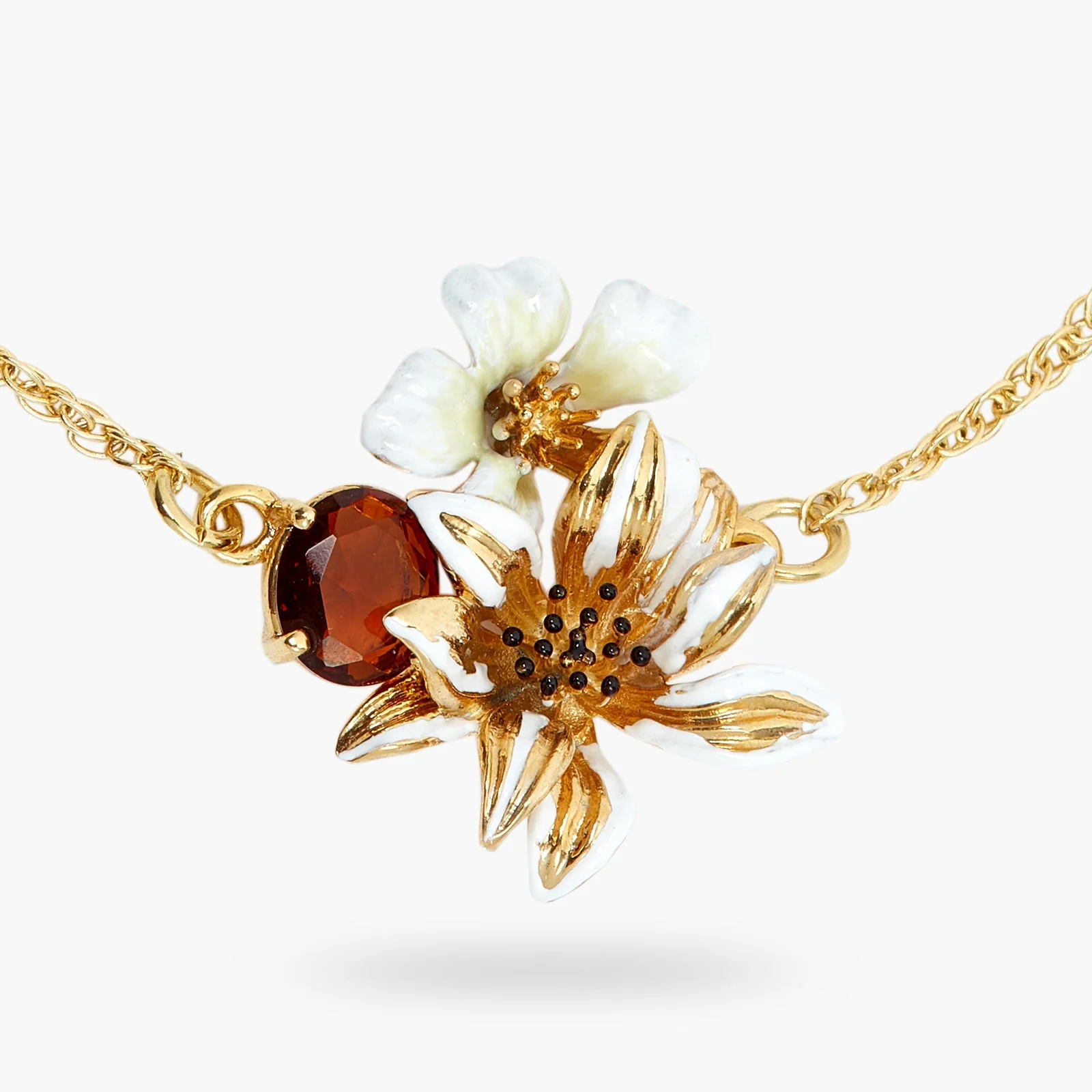 White And Gold Flowers And Round Faceted Crystal Stone Fine Bracelet | ASTM2041 - Image 3