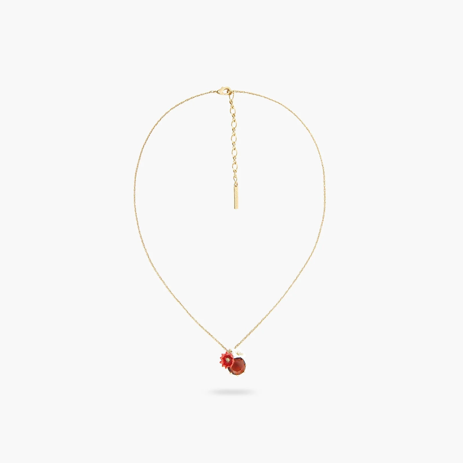 Two Flowers And Faceted Crystal Pendant Necklace | ASTM3021 - Image 3