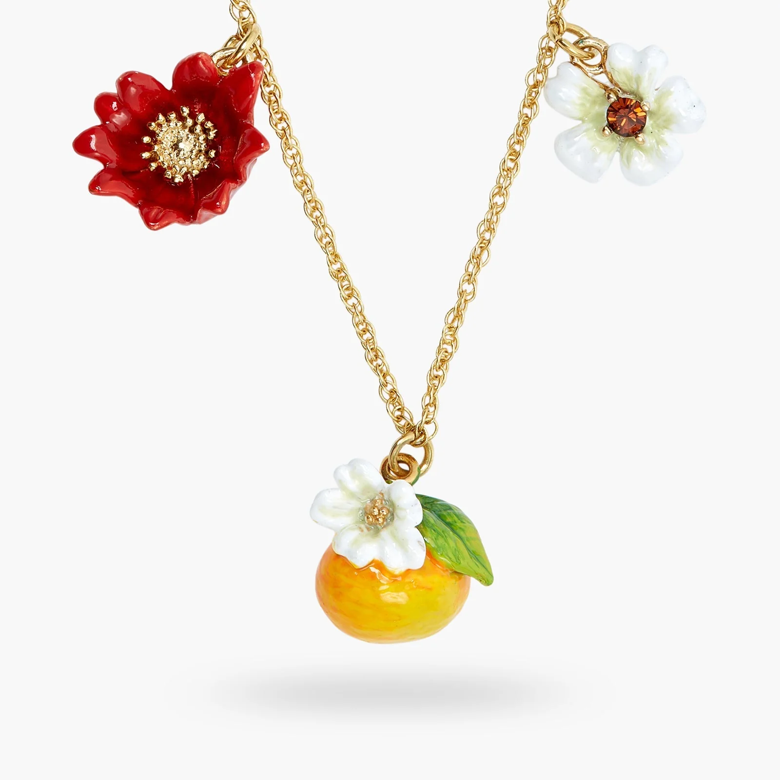 Blue, White And Red Flowers, Clementine And Butterfly Charm Necklace | ASTM3041 - Image 4