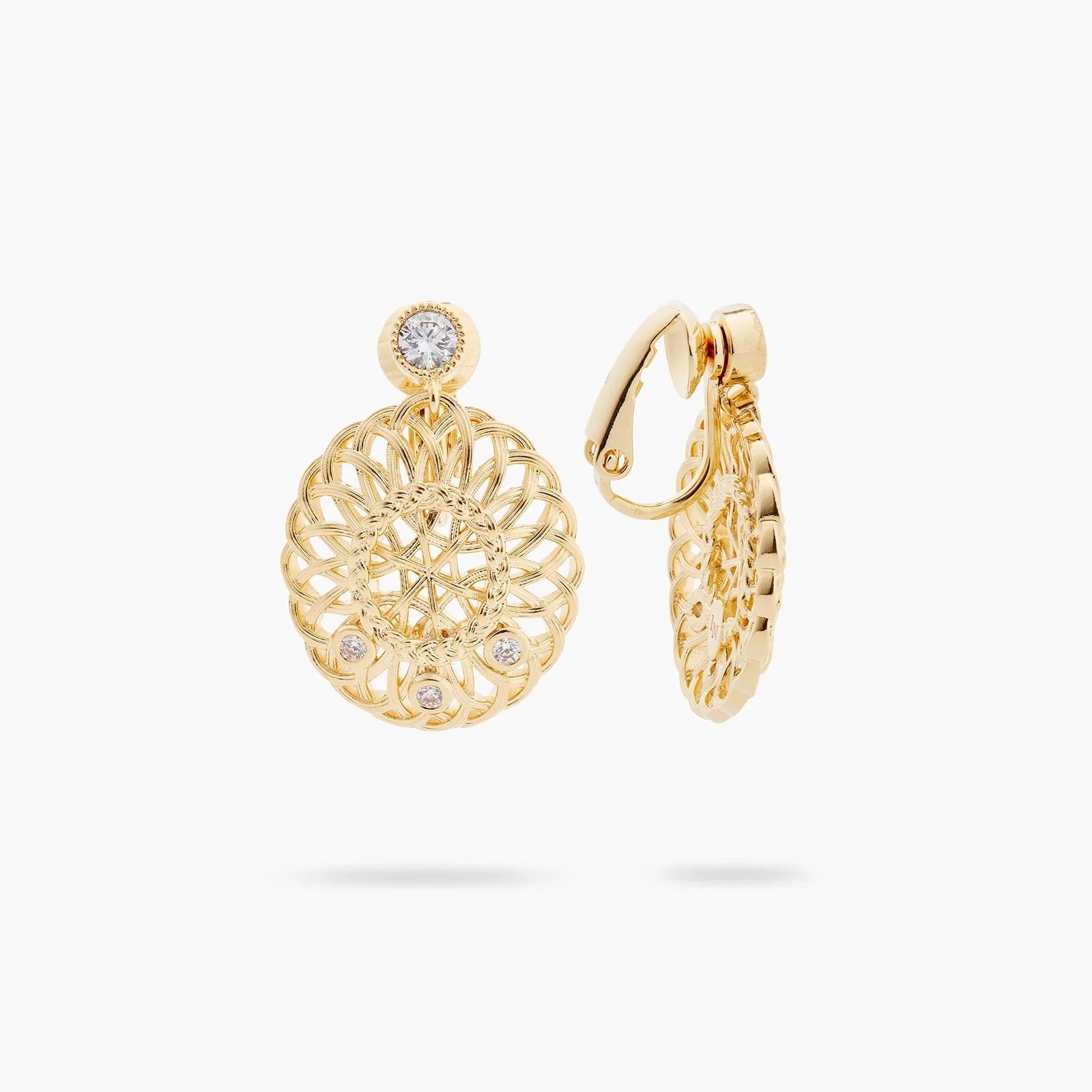 Oval Interwoven Wicker And Crystal Earrings | ASVA1041 - Image 4