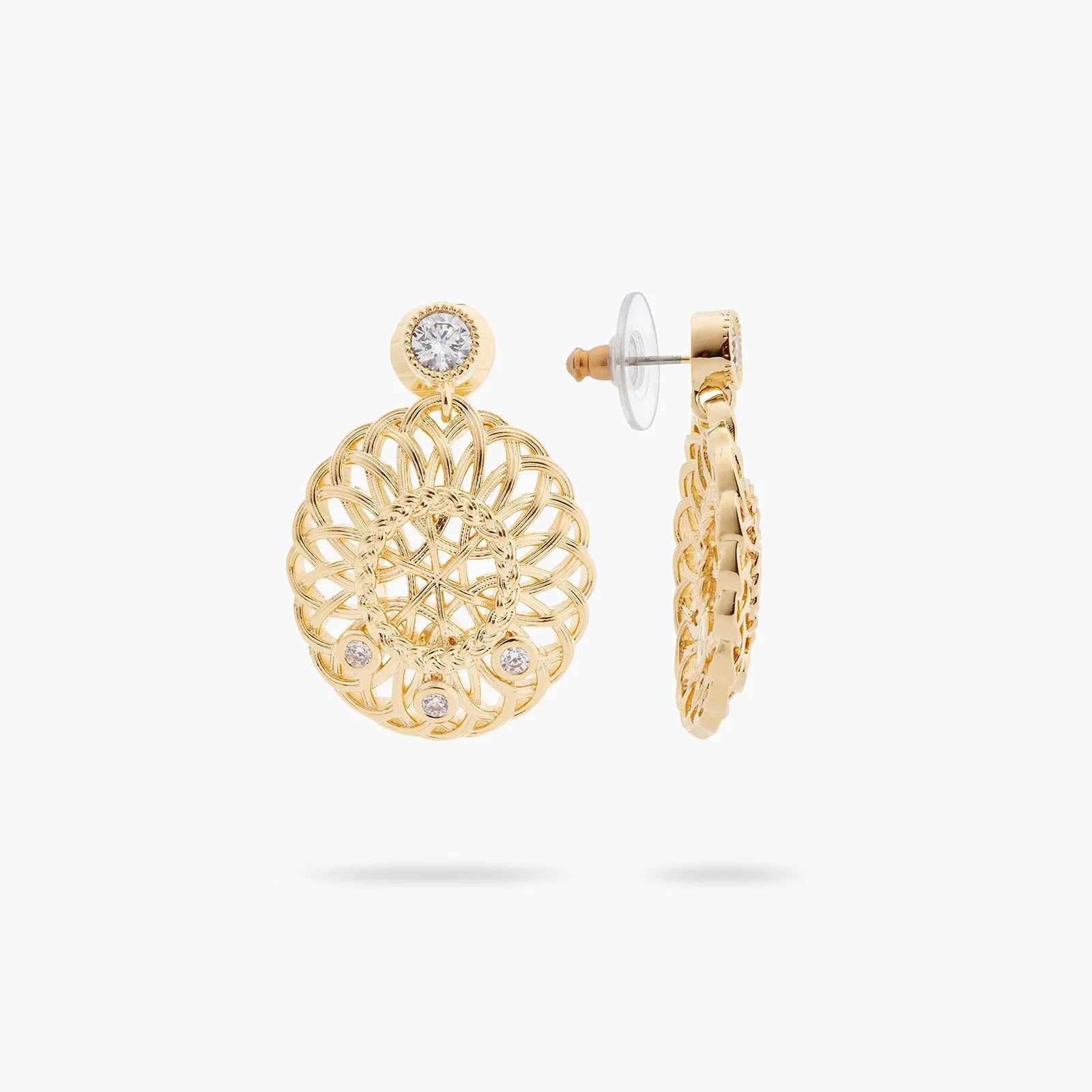 Oval Interwoven Wicker And Crystal Earrings | ASVA1041 - Image 5