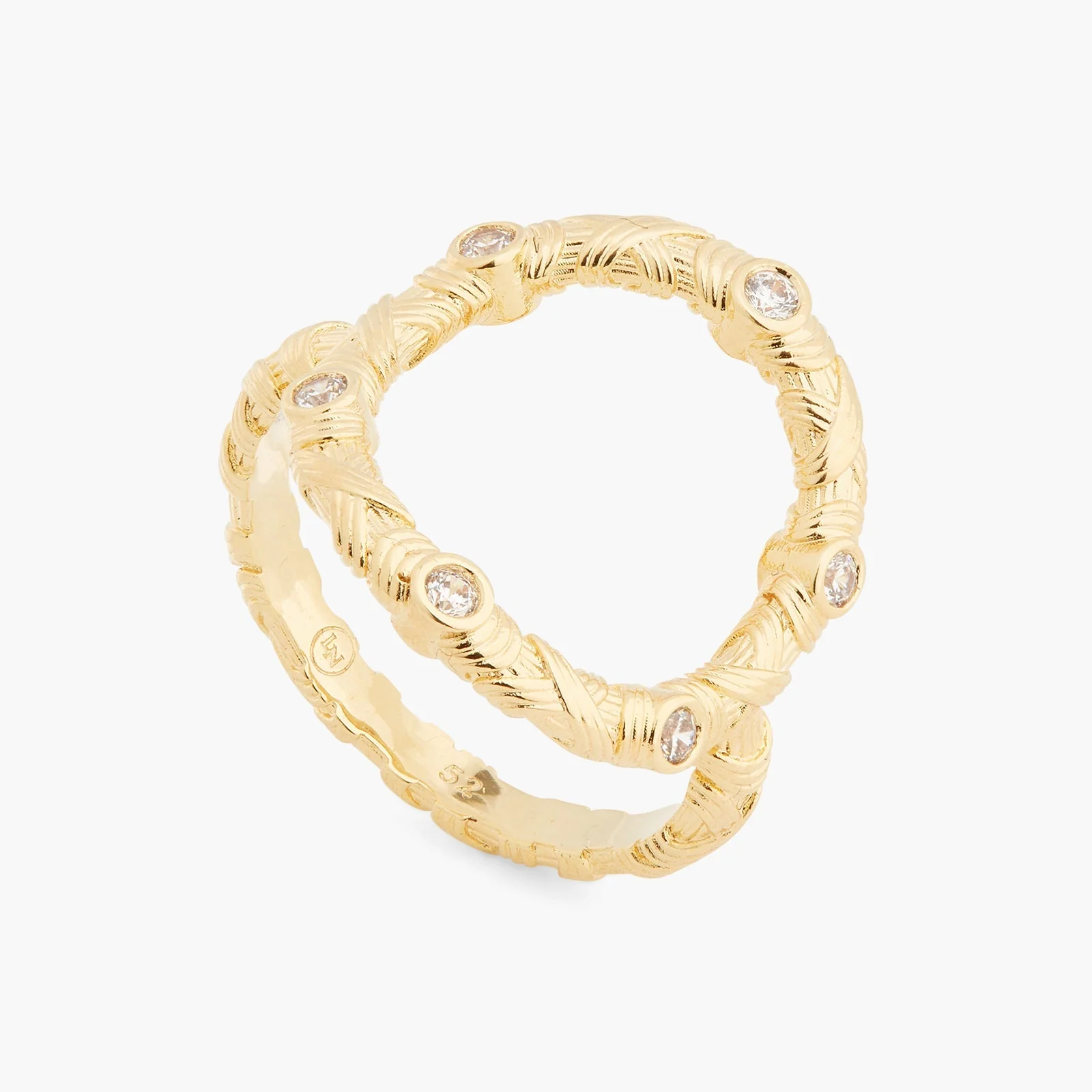 Woven Basketry Circle And Crystal Ring | ASVA6021 - Image 3