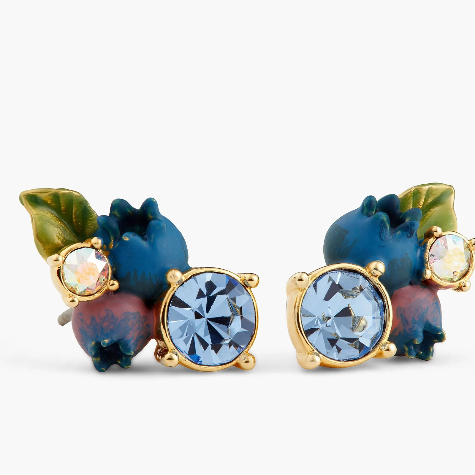 Blueberry And Round Cut Stone Earrings | ATBG1081 - Image 3