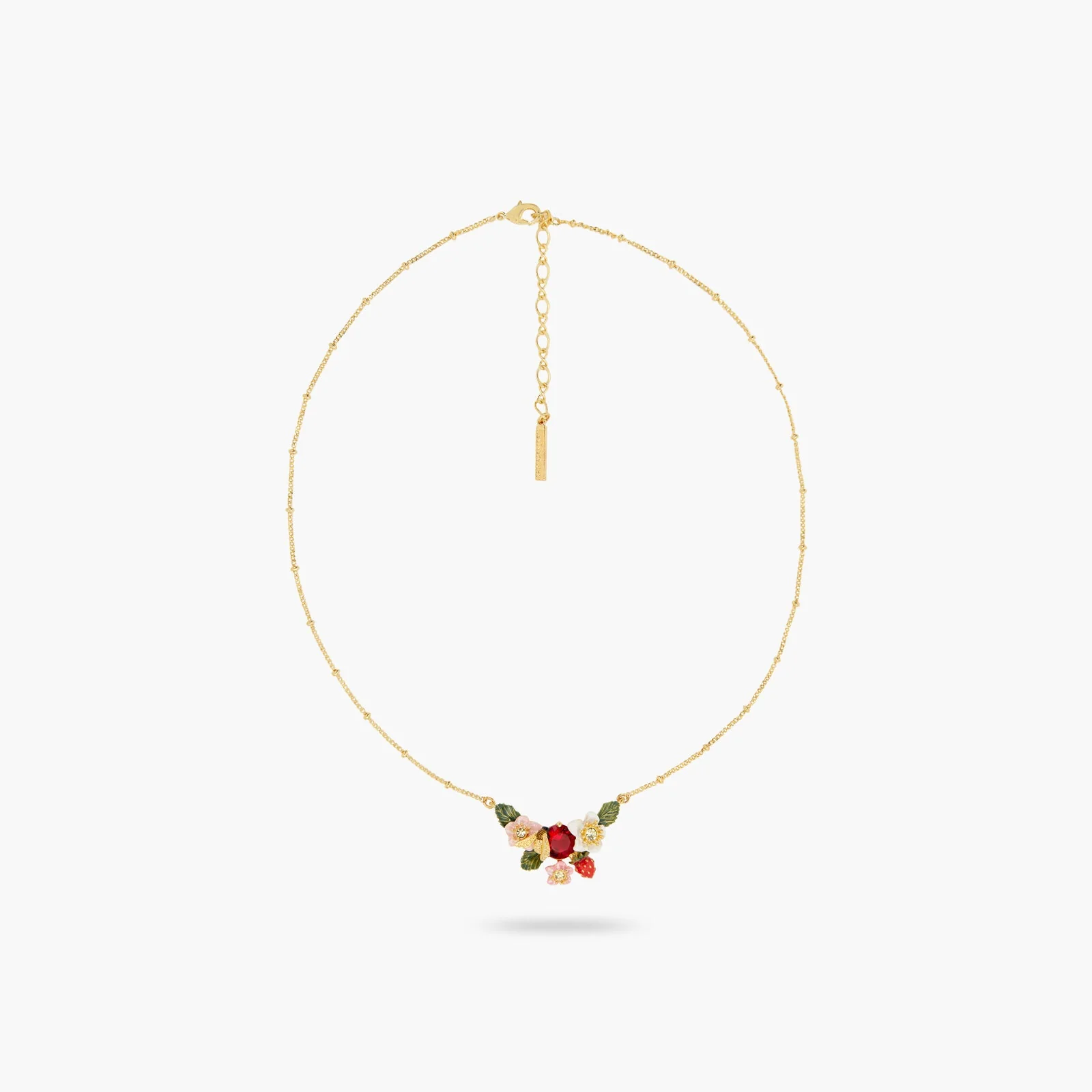 Wild Strawberry, Strawberry Flower And Bumblebee Statement Necklace | ATBG3021 - Image 3