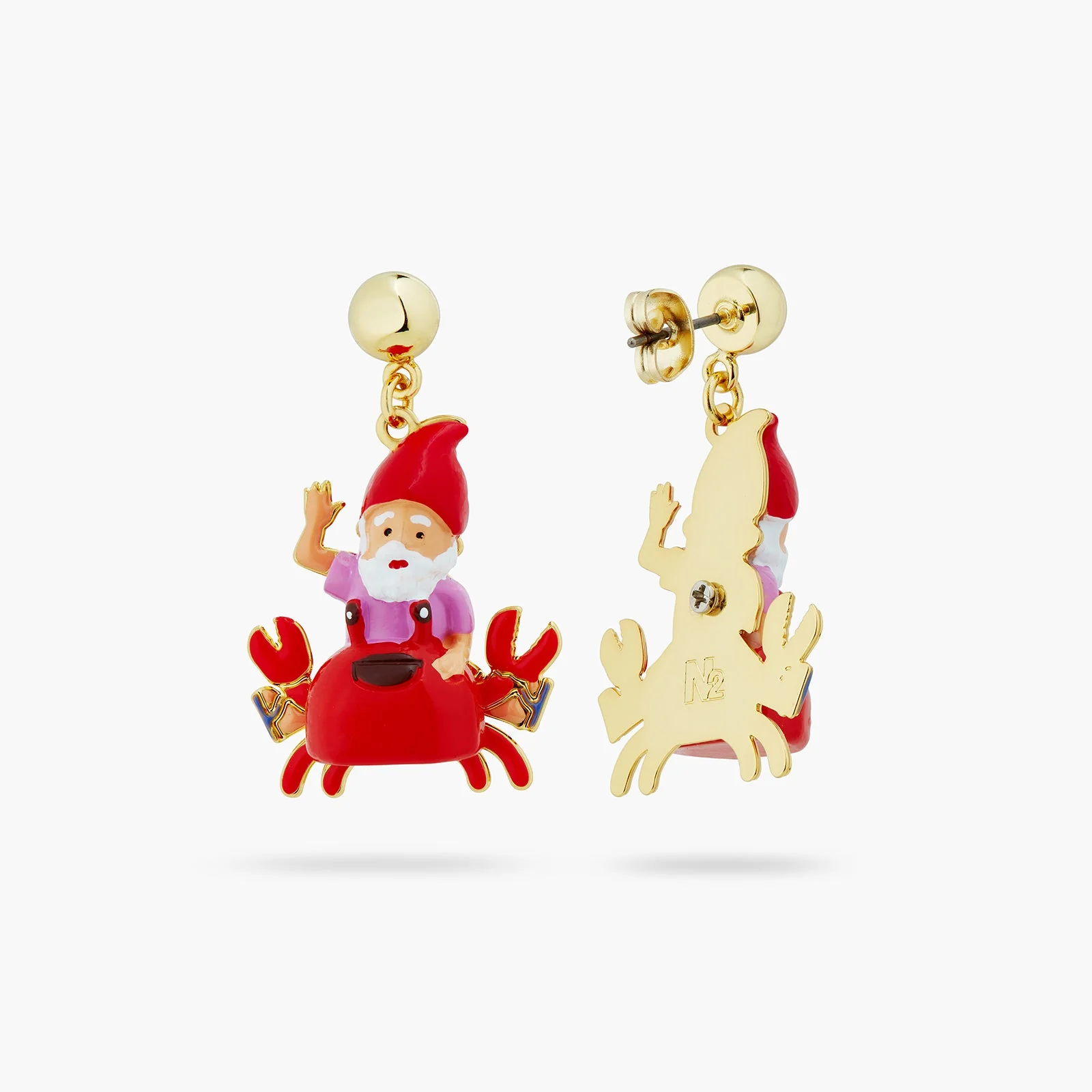 Garden Gnome And Red Crab Earrings | ATCP1051 - Image 2