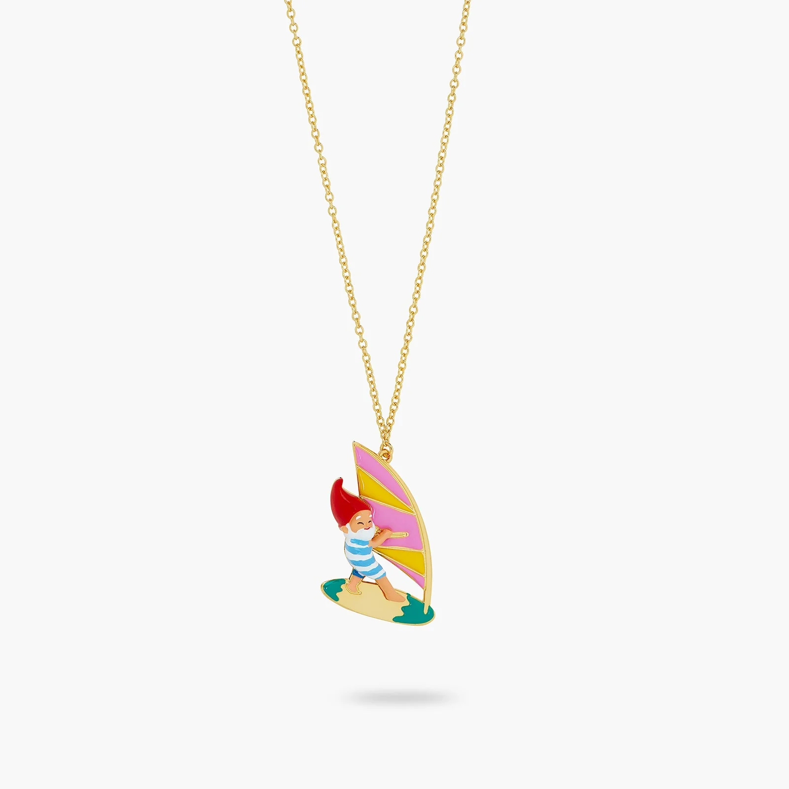 Surfing Garden Gnome Pendant Necklace | ATCP3101