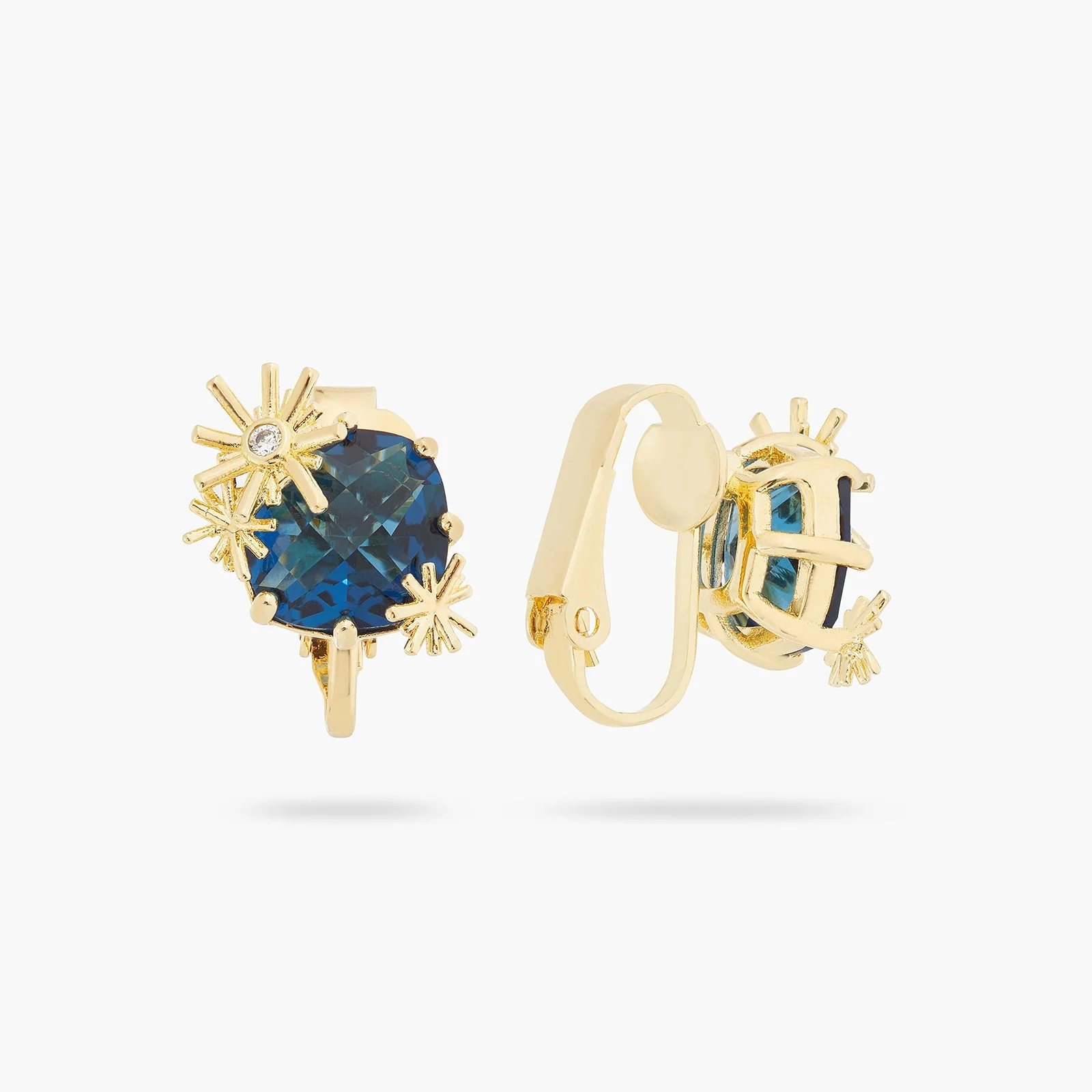 Gold Stars And Square Stone Earrings | ATET1011 - Image 6
