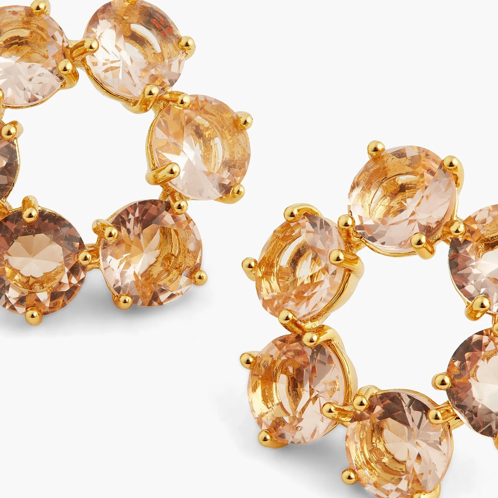 Apricot Pink Diamantine 6 Round Stone Earrings | ATLD1421 - Image 5