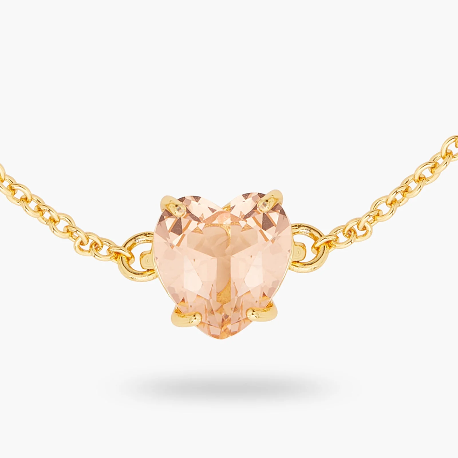 Apricot Pink Diamantine Heart Fine Bracelet | ATLD2531 - Image 3