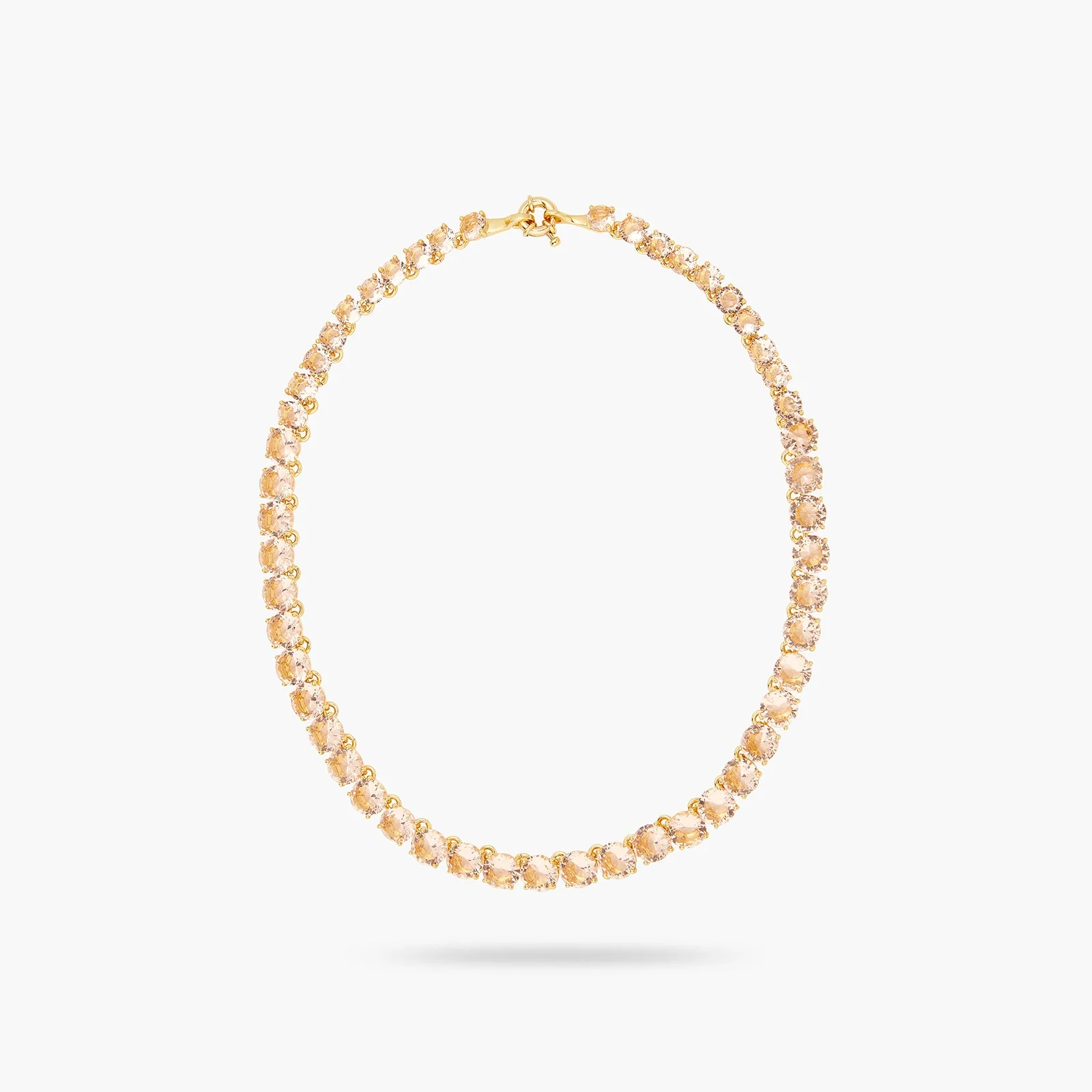 Apricot Pink Diamantine Round Stone Choker Necklace | ATLD3321 - Image 3