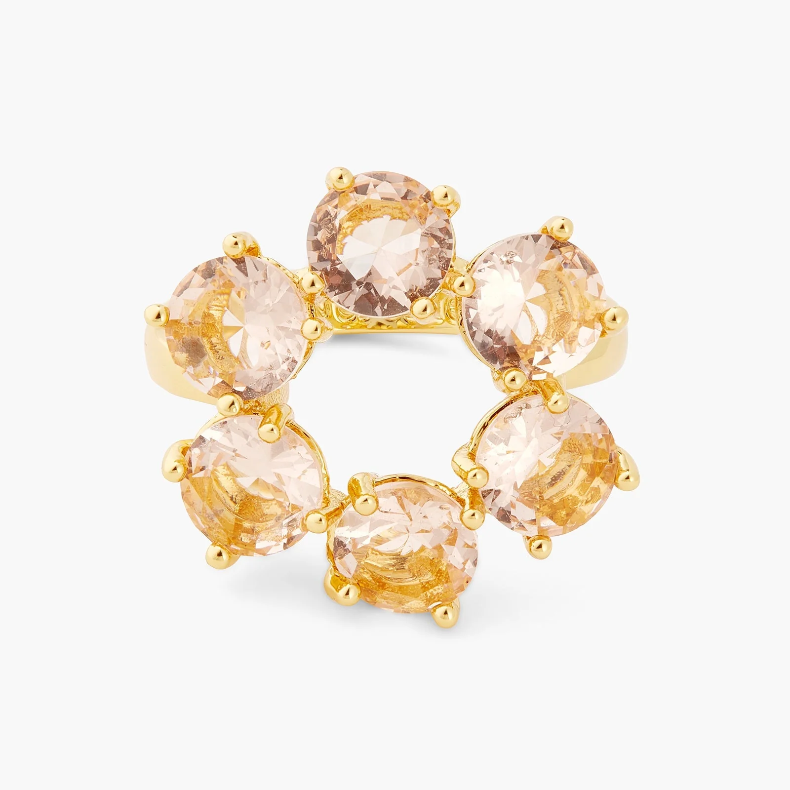 Apricot Pink Diamantine 6 Stone Fine Ring | ATLD6191 - Image 4