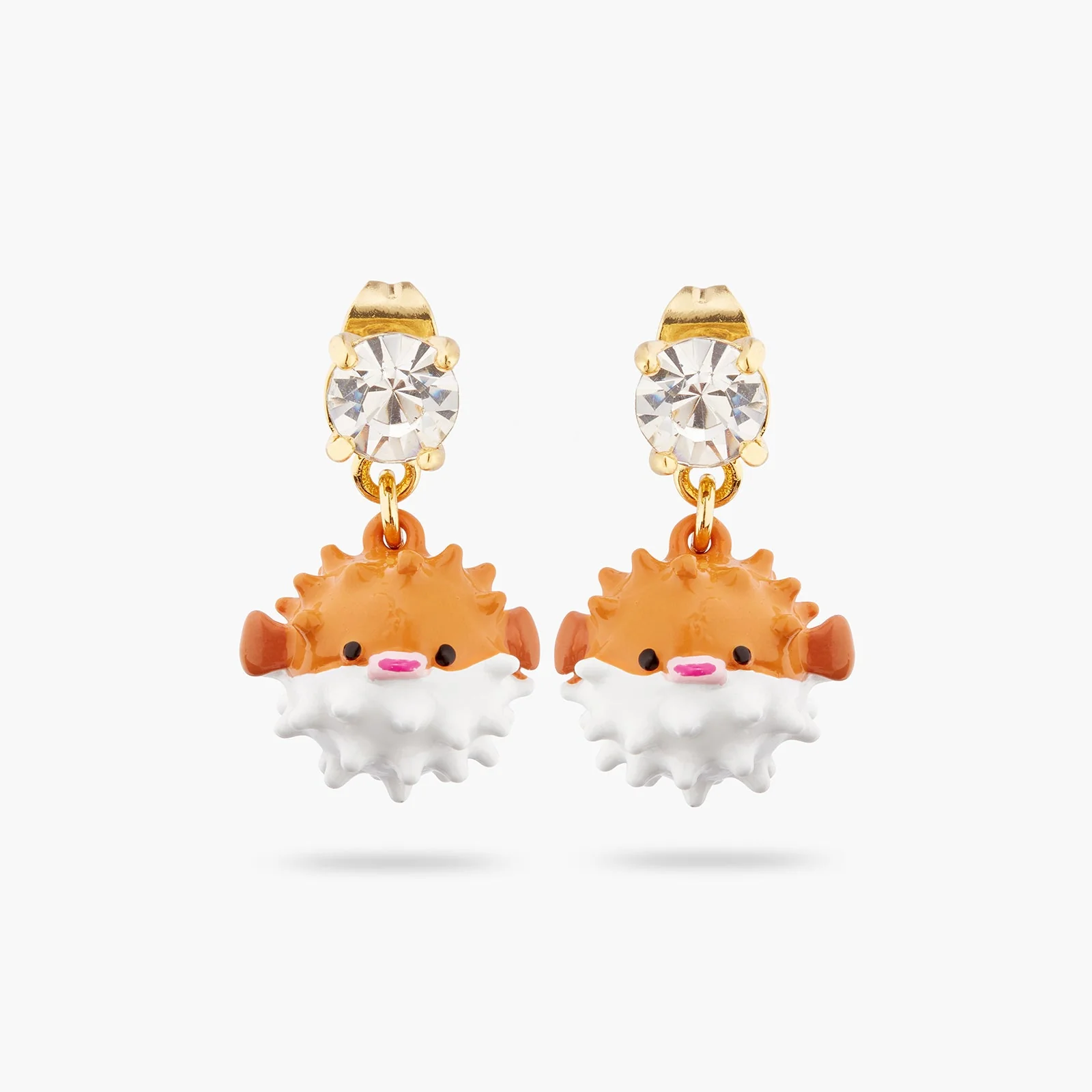 Pufferfish And Cut Stone Earrings | ATOC1051
