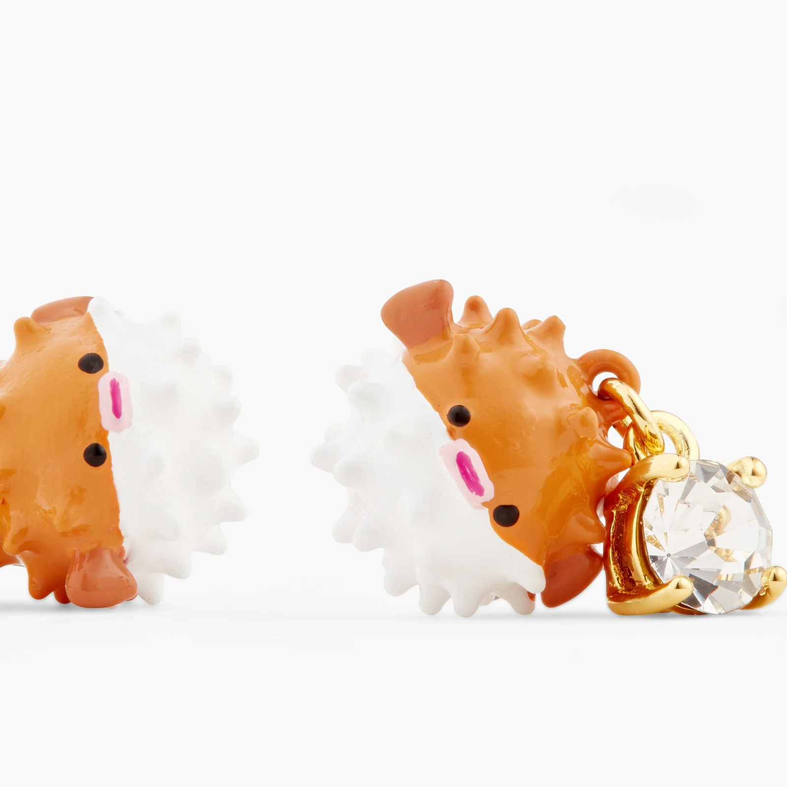 Pufferfish And Cut Stone Earrings | ATOC1051 - Image 4