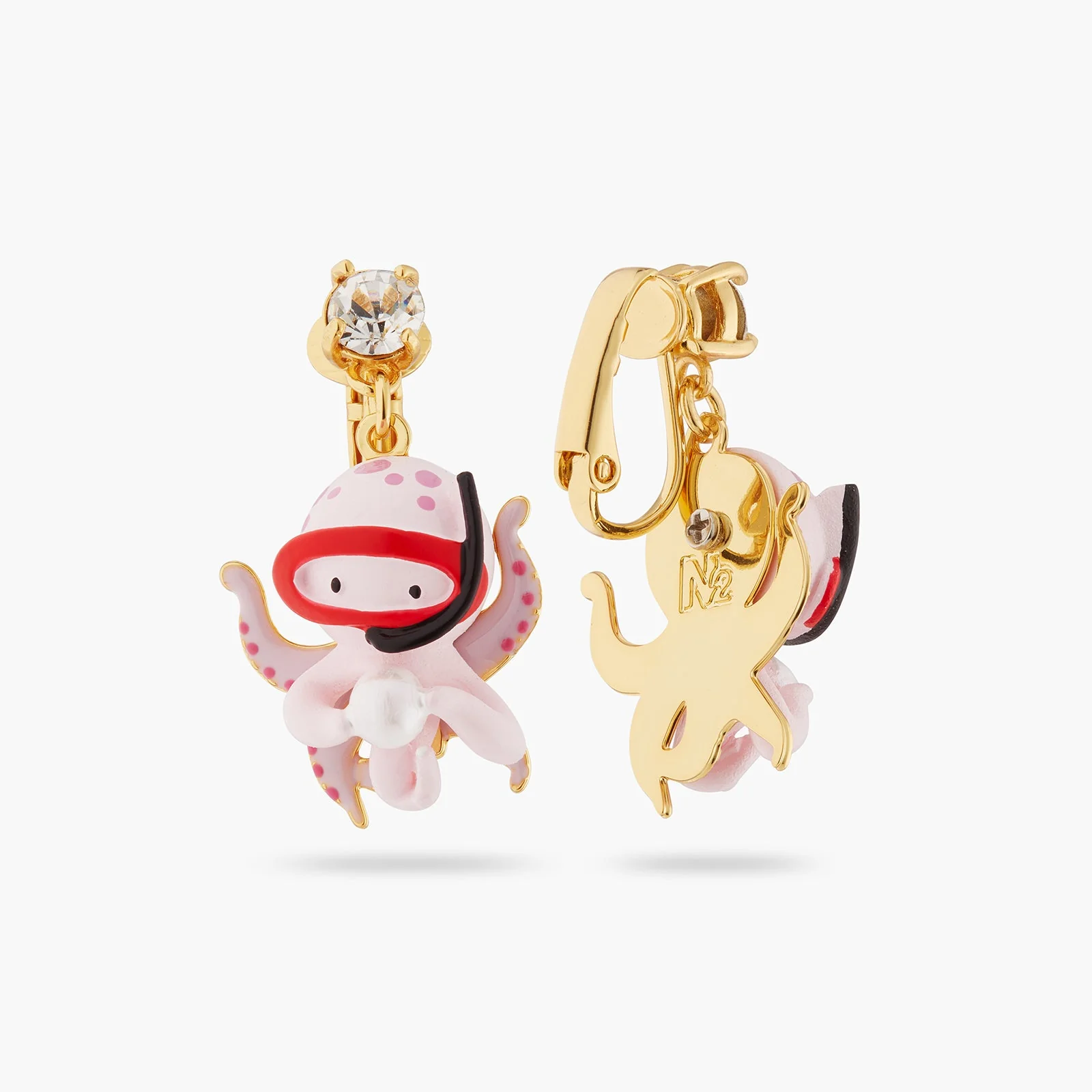 Octopus, Pearl And Cut Stone Earrings | ATOC1071 - Image 3