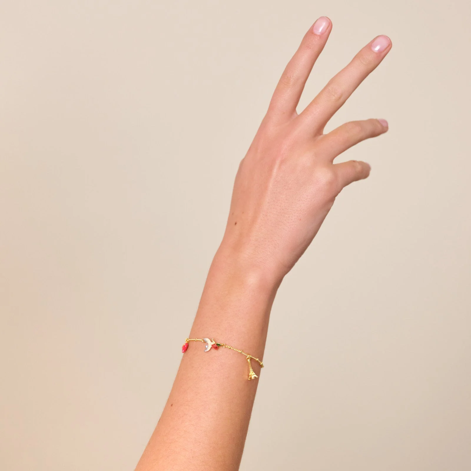 Eiffel Tower, Heart, Sparrow And Rose Fine Bracelet | ATPA2021 - Image 2