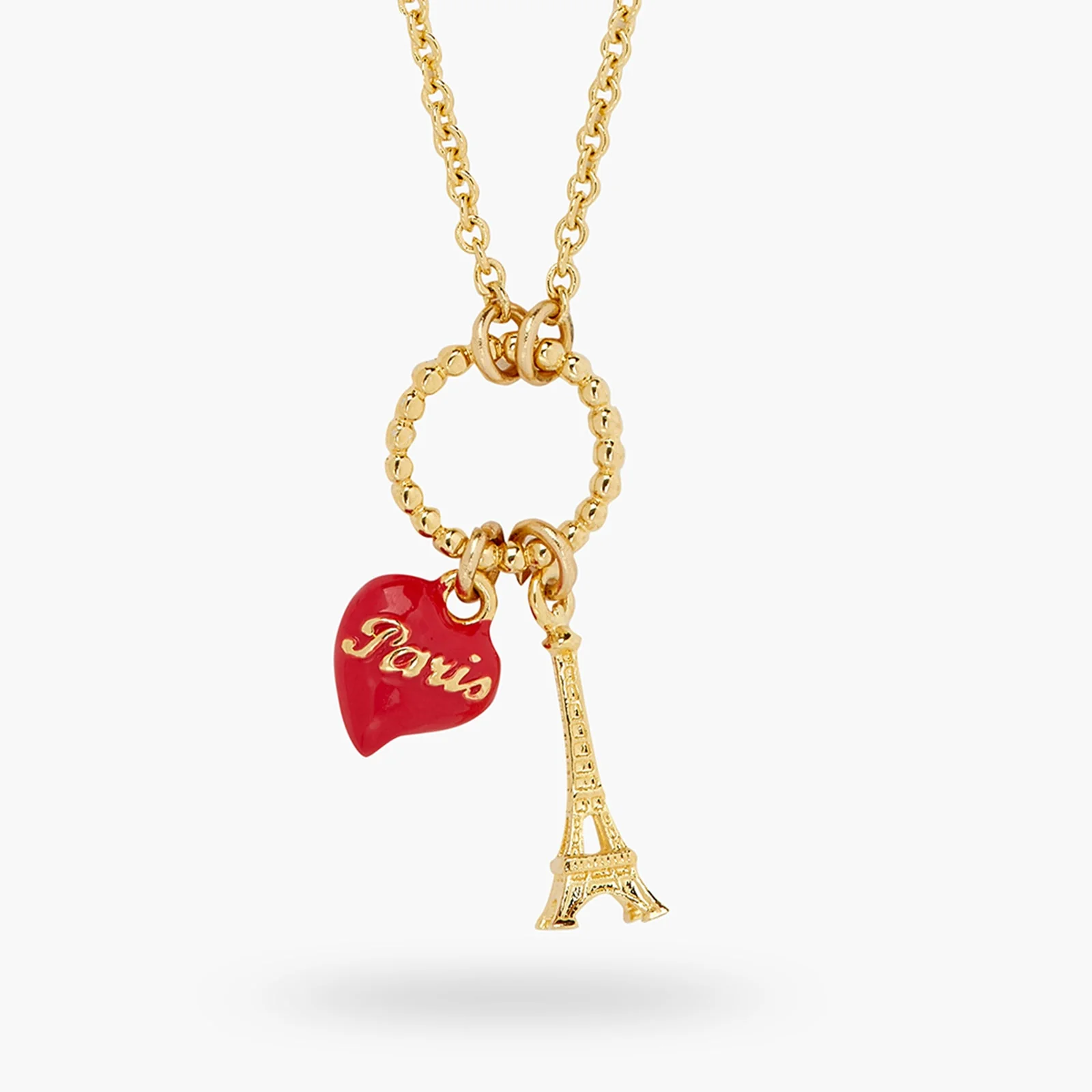 Eiffel Tower And Red Heart Pendant Necklace | ATPA3031 - Image 4