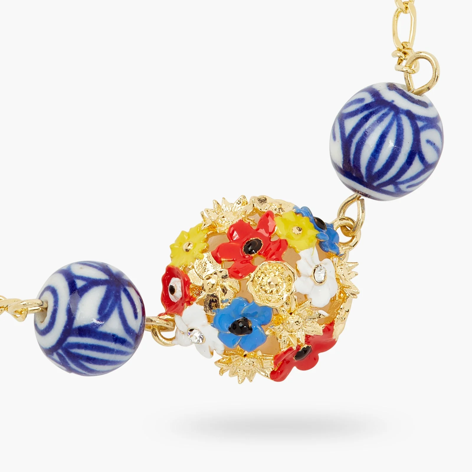 Fine Flower Bouquet And Ceramic Bead Bracelet | ATPO2031 - Image 3