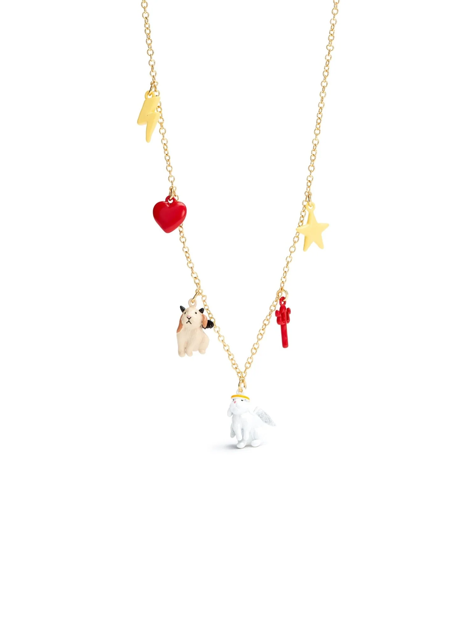 Fine Angel Rabbit And Demon Rabbit Necklace | AUFC3031