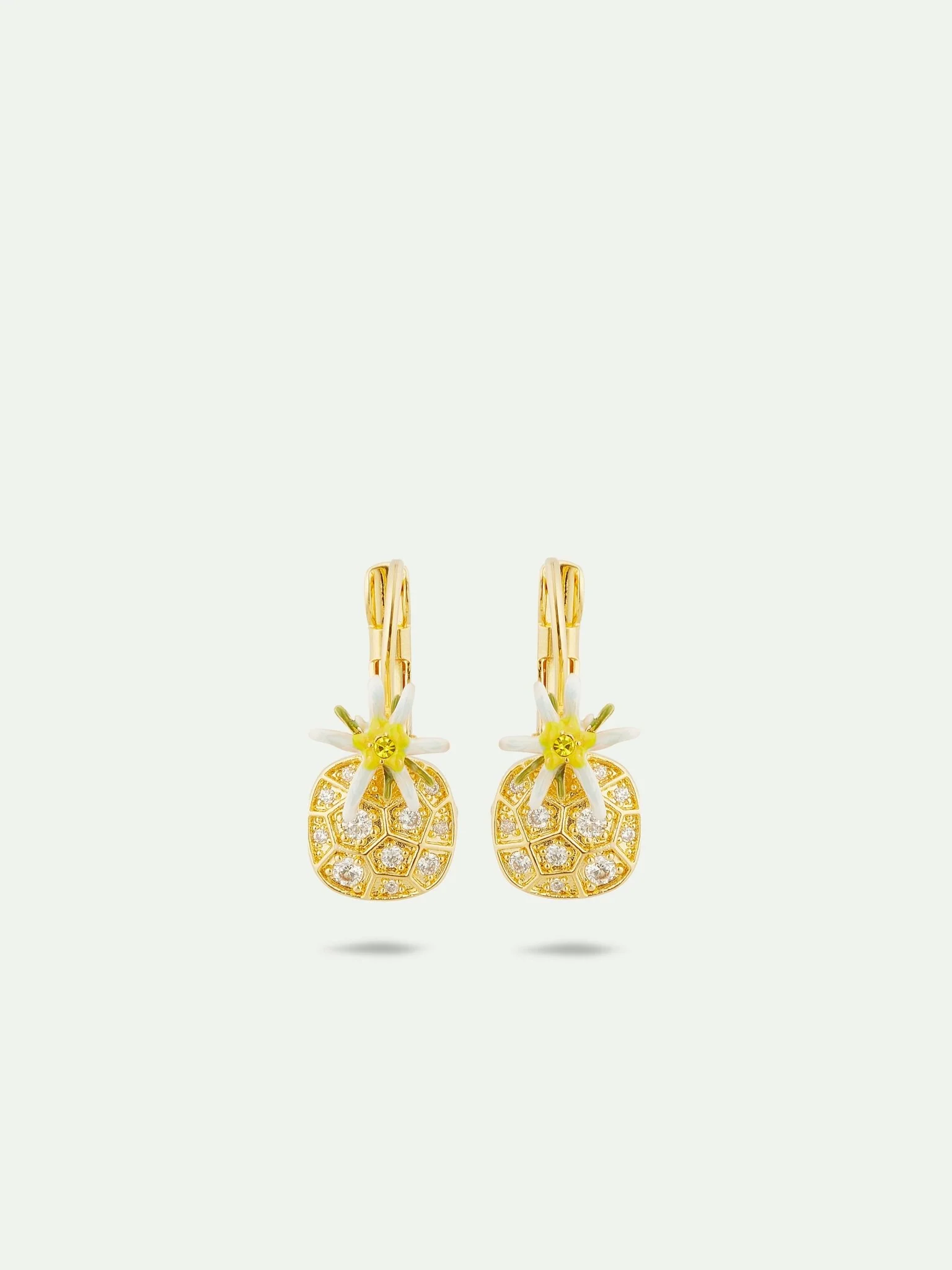 Edelweiss Flower And Cubic Zirconia Sleeper Earrings | AULA1021
