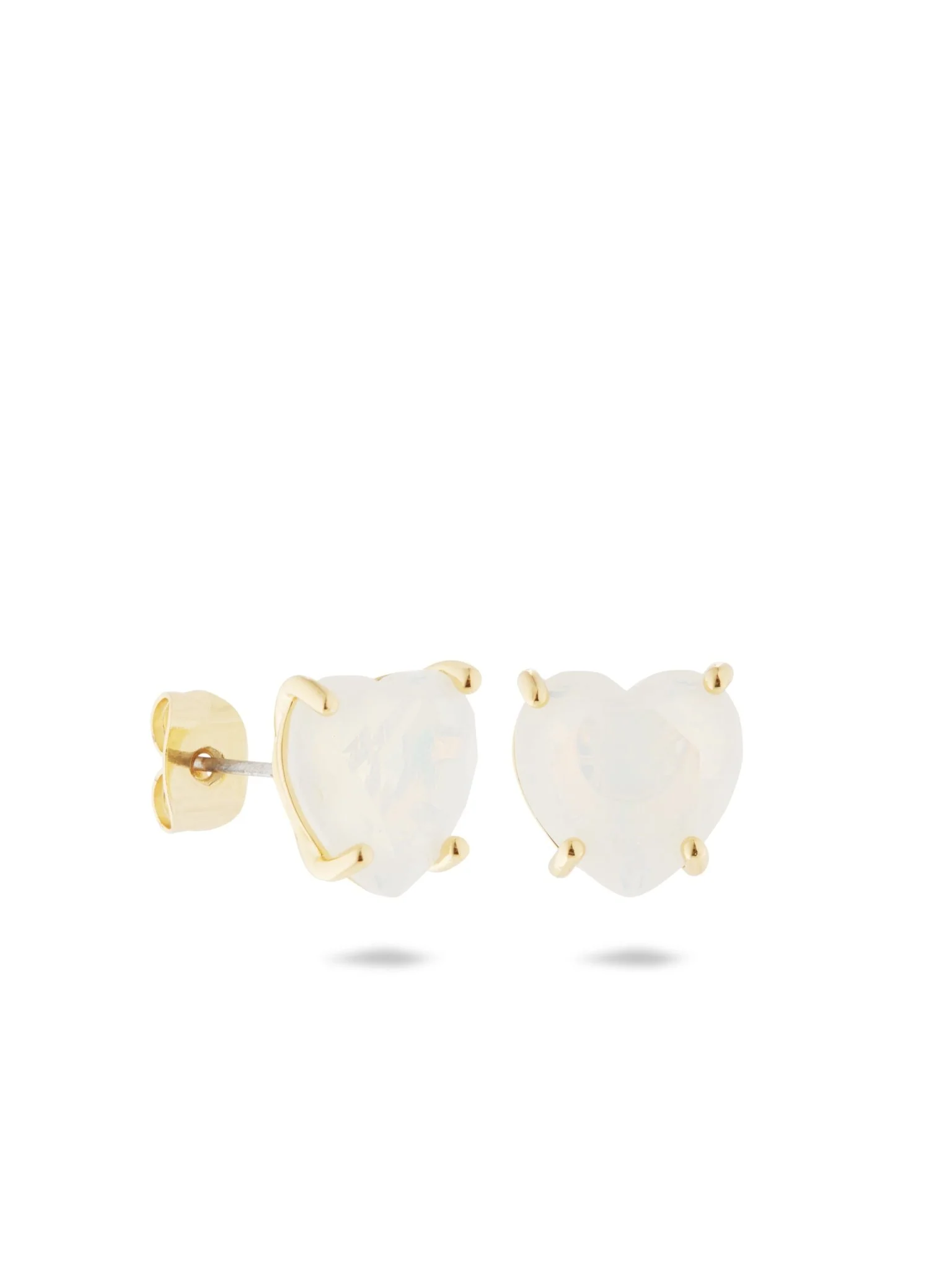 Opalescent White Diamantine Heart-Shaped Stone Sleeper Earrings | AULD1451 - Image 3