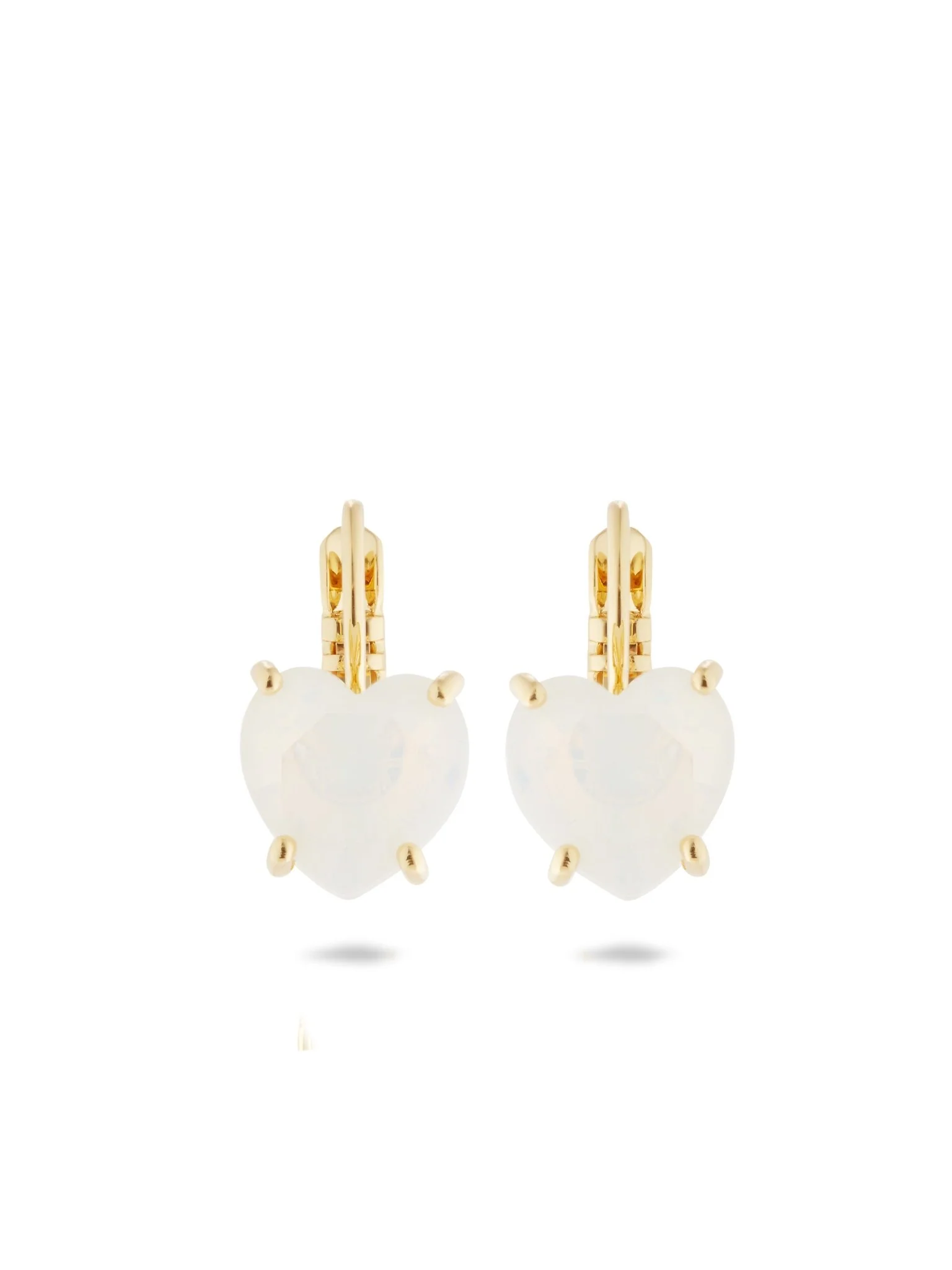 Opalescent White Diamantine Heart-Shaped Stone Sleeper Earrings | AULD1451 - Image 4