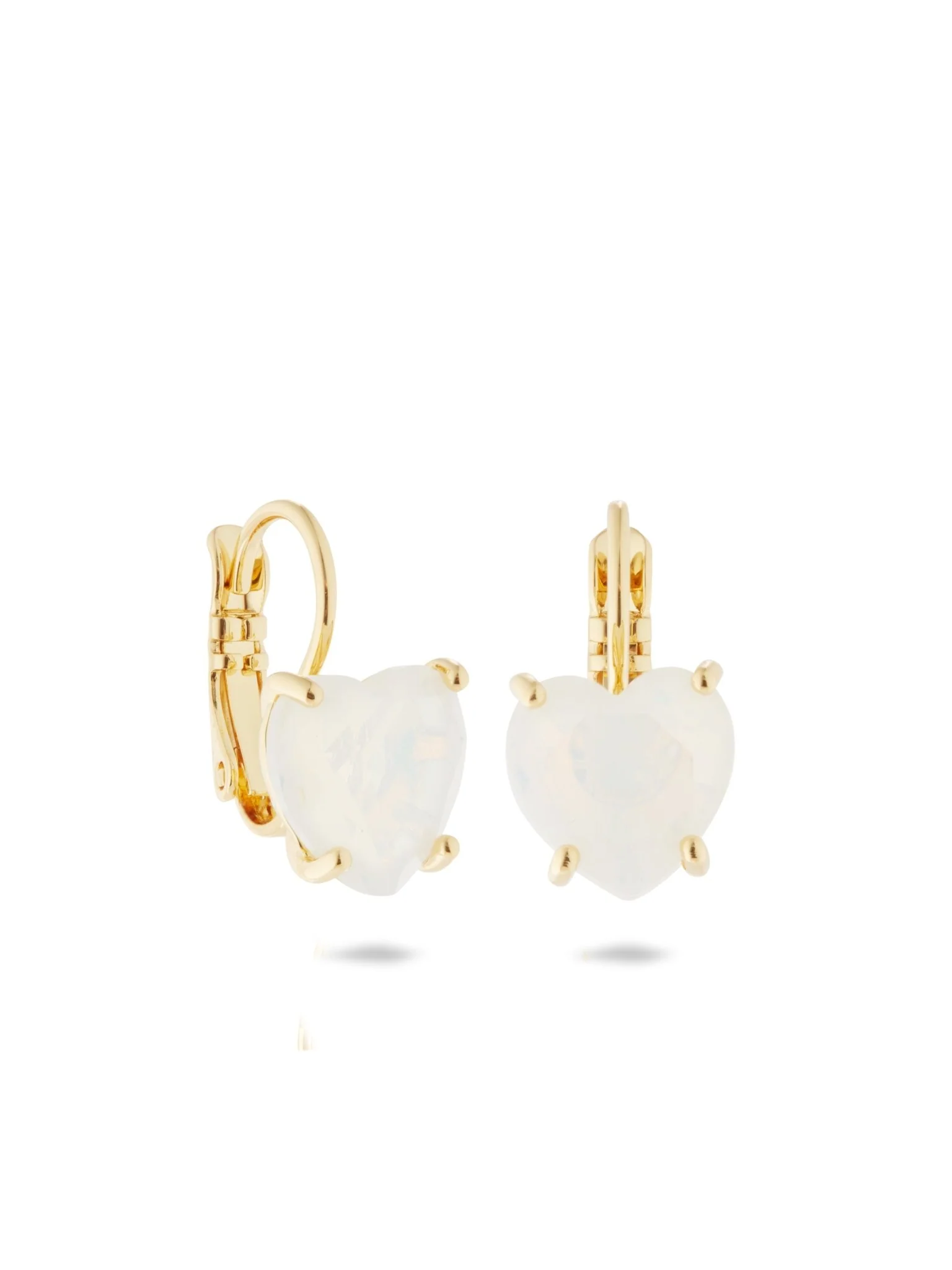 Opalescent White Diamantine Heart-Shaped Stone Sleeper Earrings | AULD1451 - Image 5