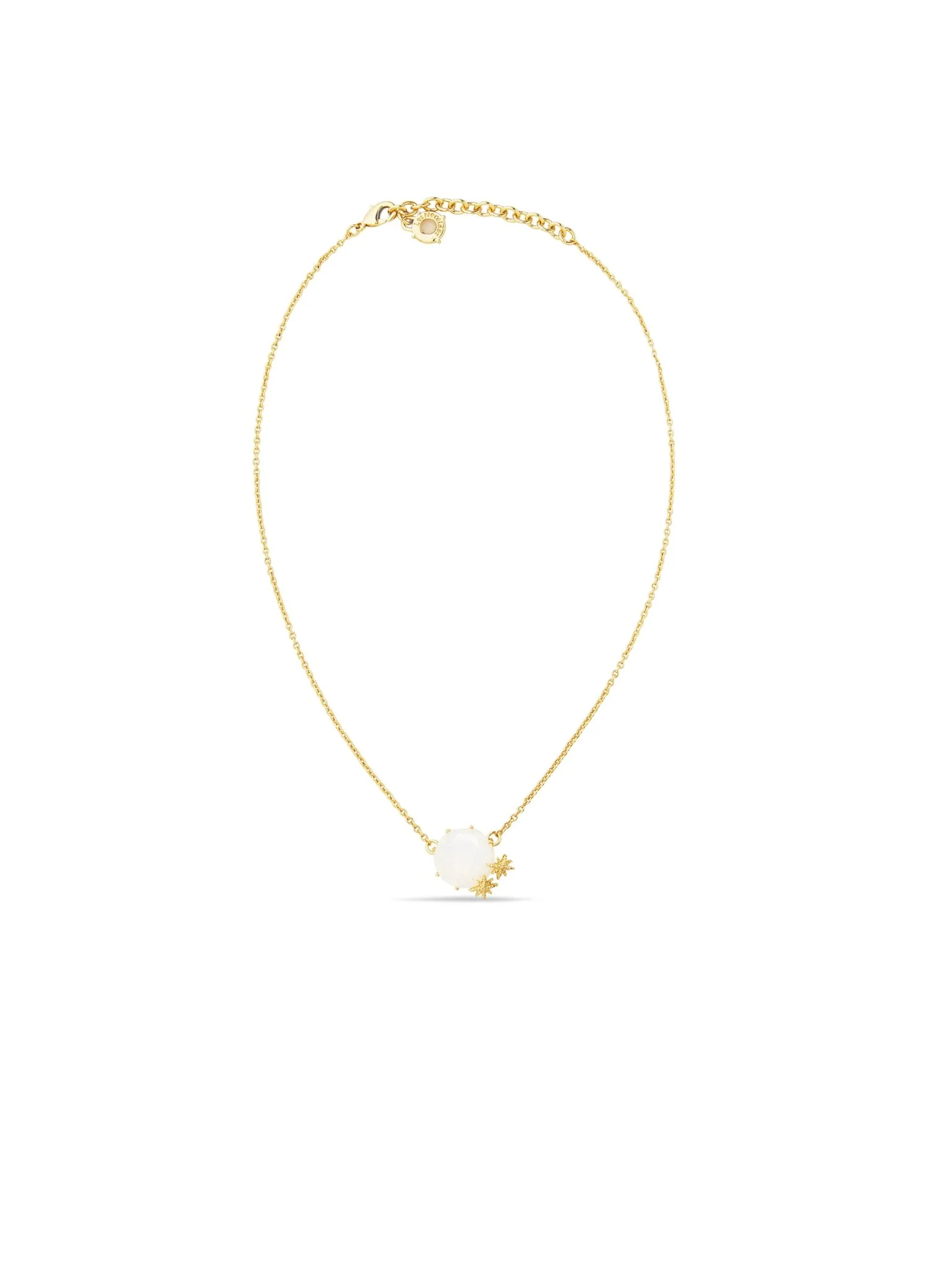 Opalescent White Diamantine Round Stone Pendant Necklace And Fine Stars | AULD3012 - Image 3