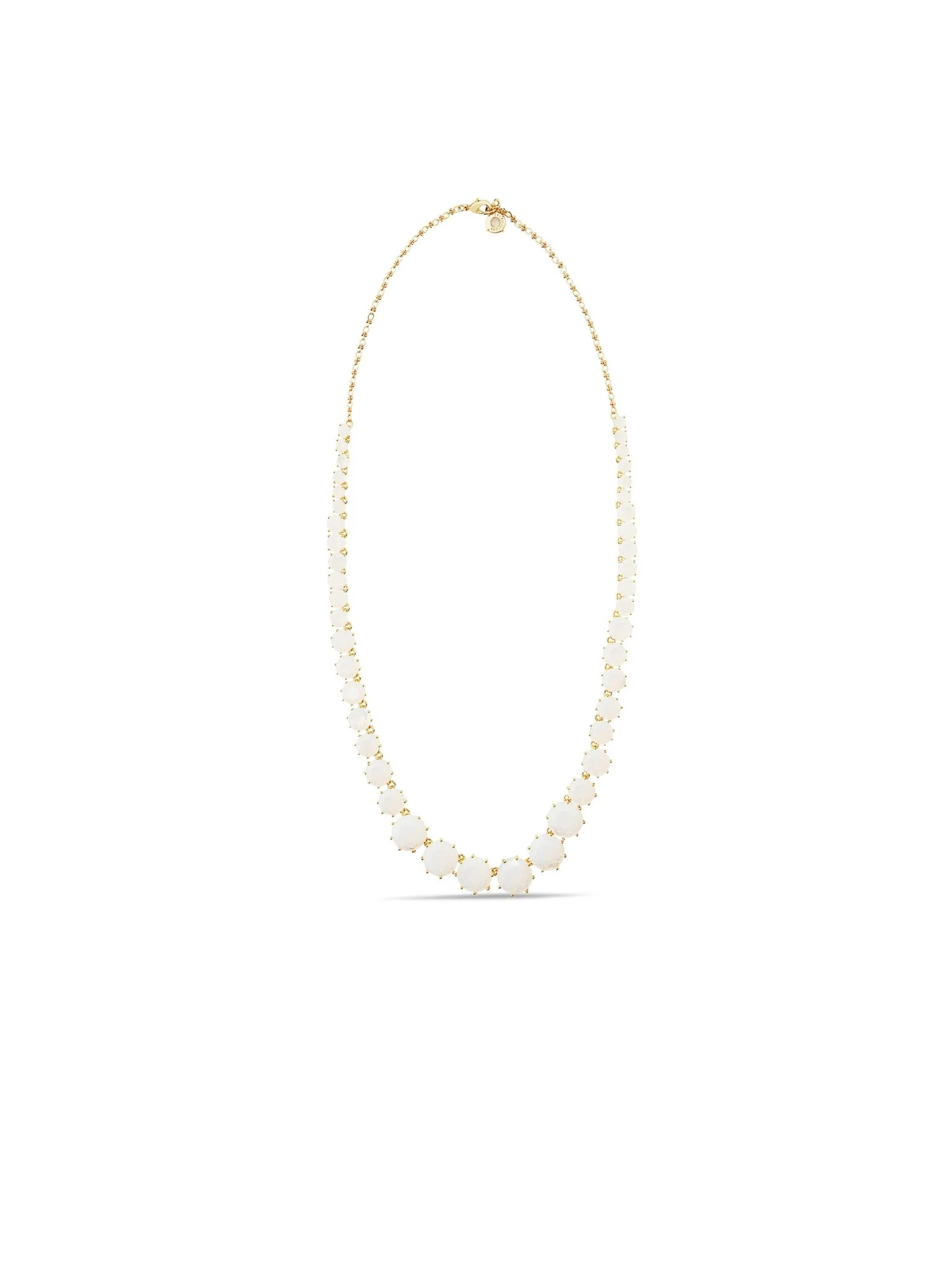 Opalescent White Diamantine Round Stone Long Necklace | AULD3511 - Image 3