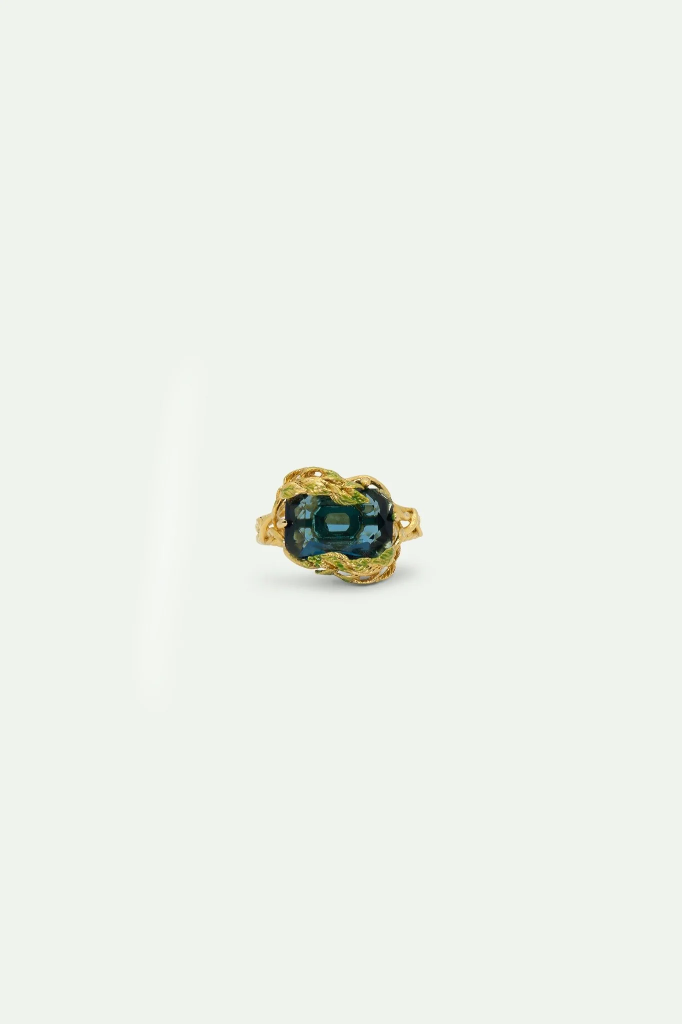 Wisteria Leaves And Faceted Crystal Cocktail Ring | AUOF6021 - Image 2