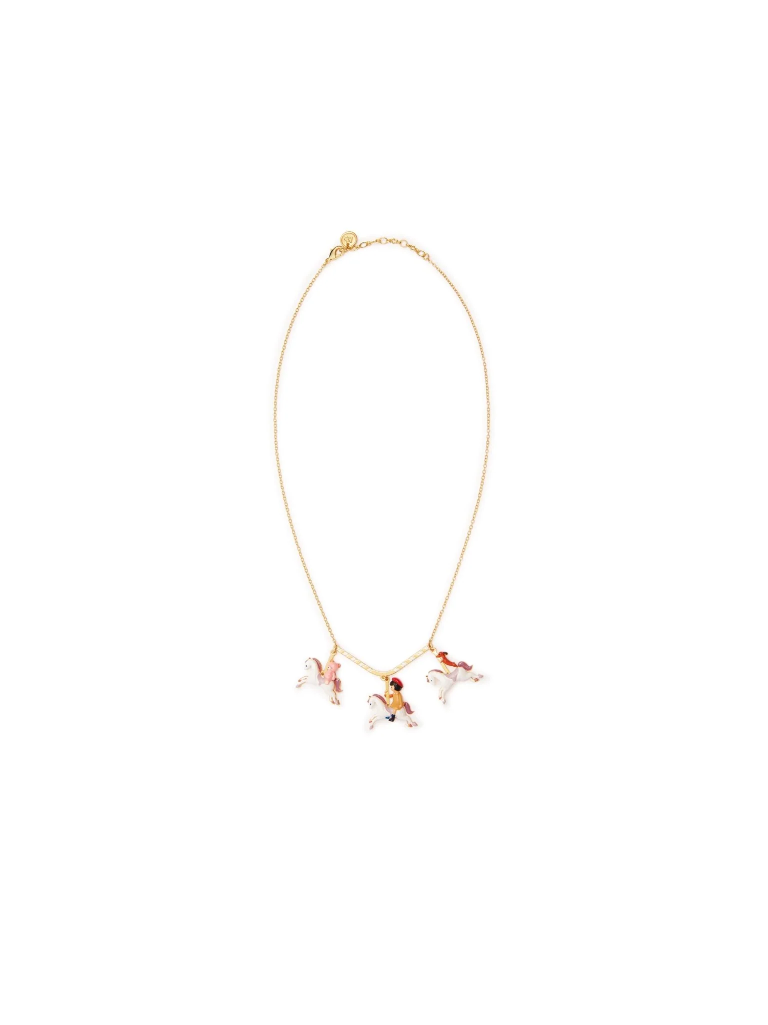 Little Girl, Dachshund And Teddy Bear On A Carousel Statement Necklace | AUTO3041 - Image 3