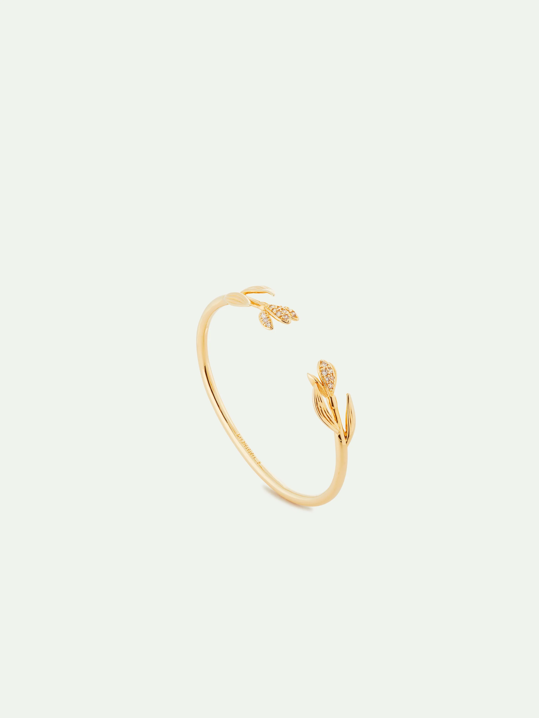 Leaves Paved With Cubic Zirconia Cuff Bracelet | AUVH2031