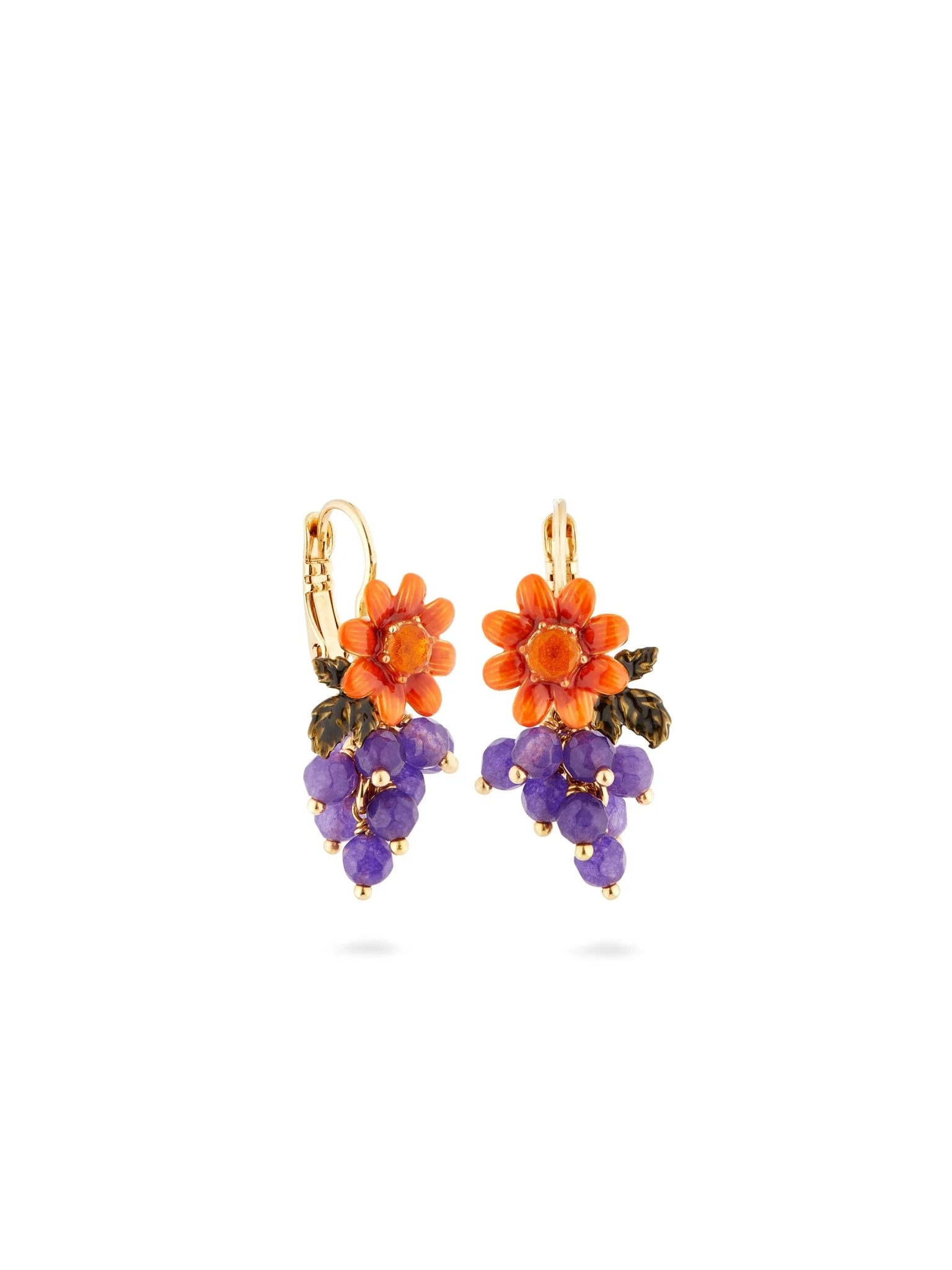 Dahlia Flower And Grape Cluster Sleeper Earrings | AUVI1081 - Image 4