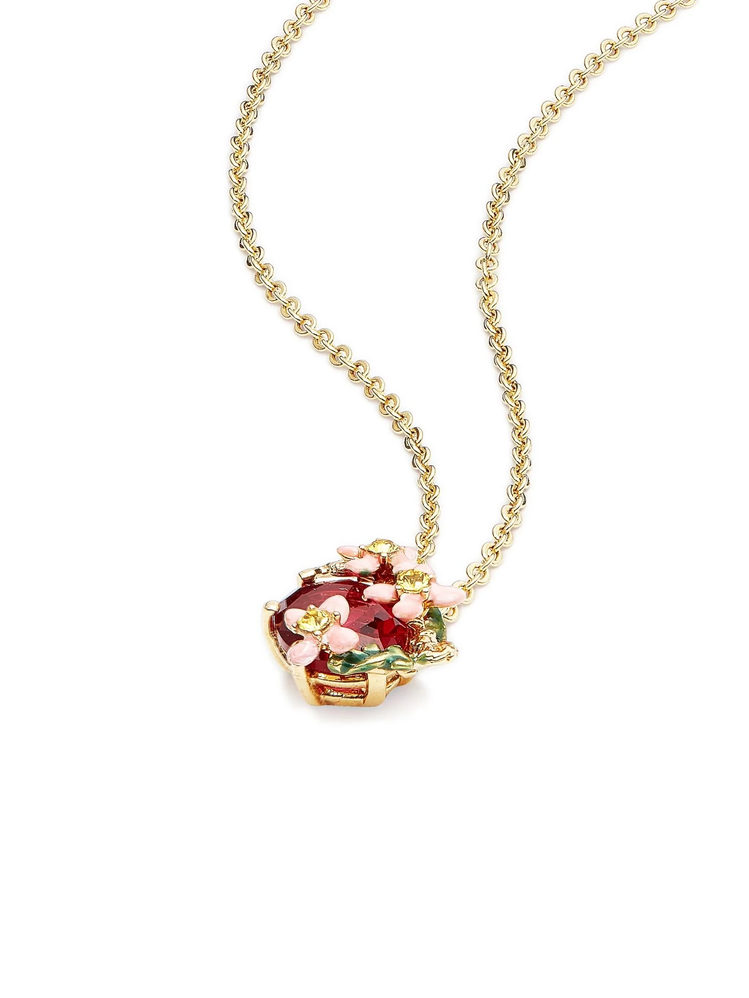 Pink Faceted Crystal And Pink Flower Pendant Necklace | AUVI3031 - Image 4
