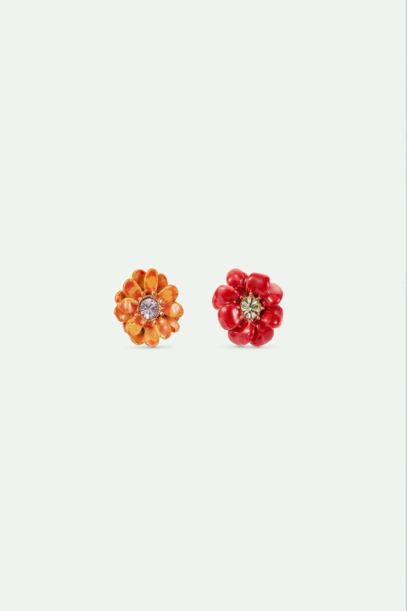 Little Red And Orange Zinnia Flowers Earrings | AVFR1061