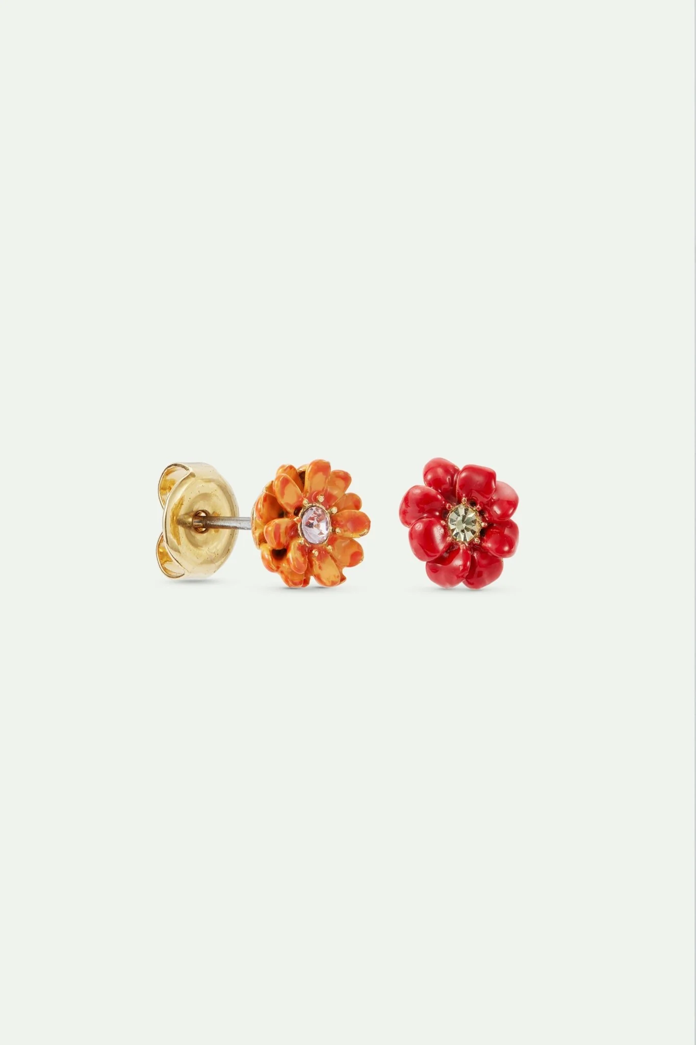 Little Red And Orange Zinnia Flowers Earrings | AVFR1061 - Image 2