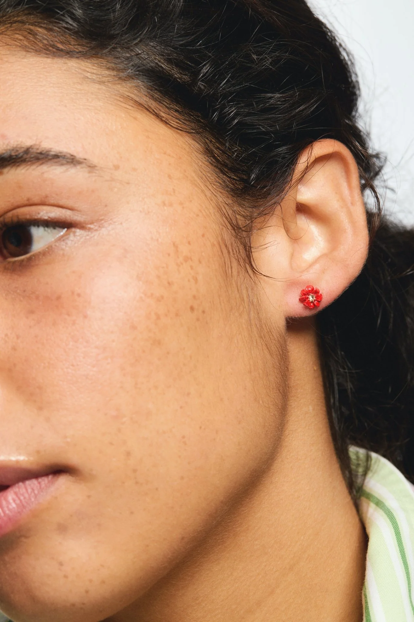 Little Red And Orange Zinnia Flowers Earrings | AVFR1061 - Image 4