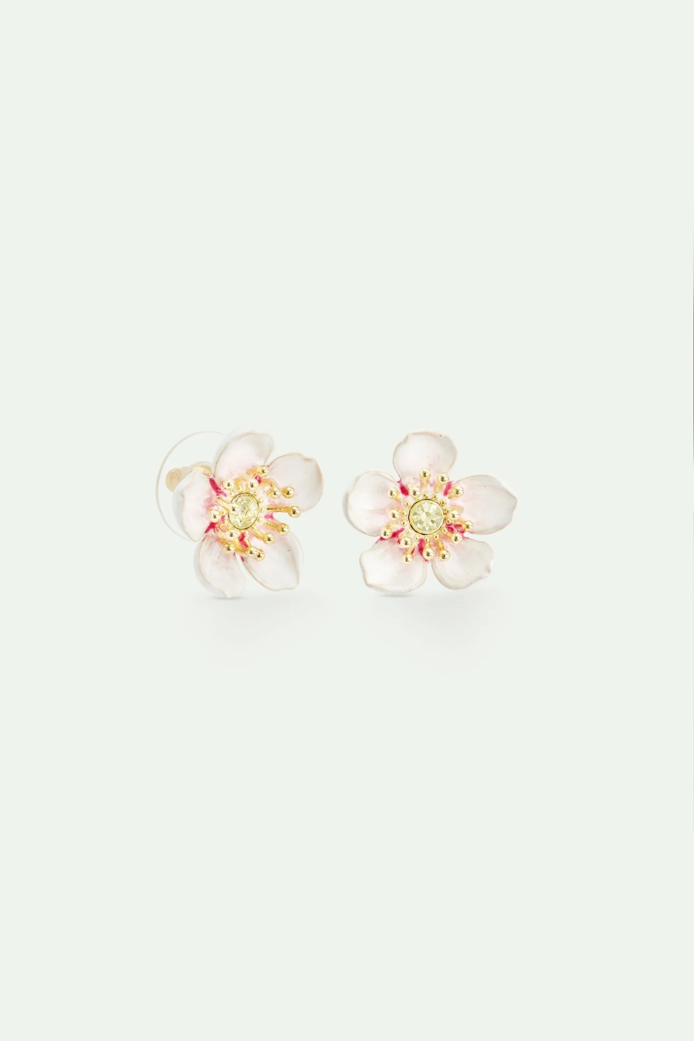 White Cherry Blossom Sleeper Earrings | AVHA1011 - Image 2