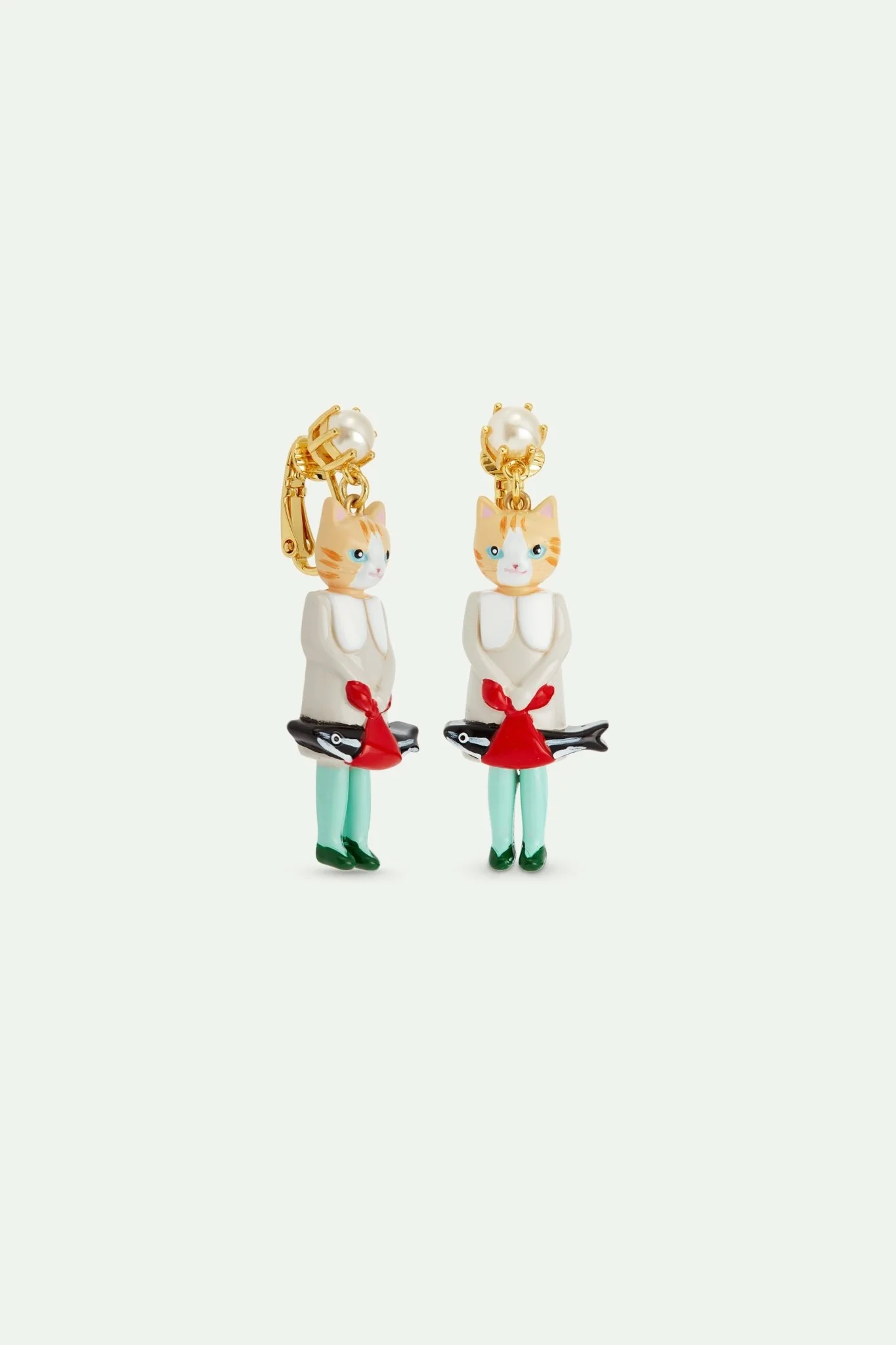 Ginger Cat And Fish Dangle Earrings | AVHP1071 - Image 3