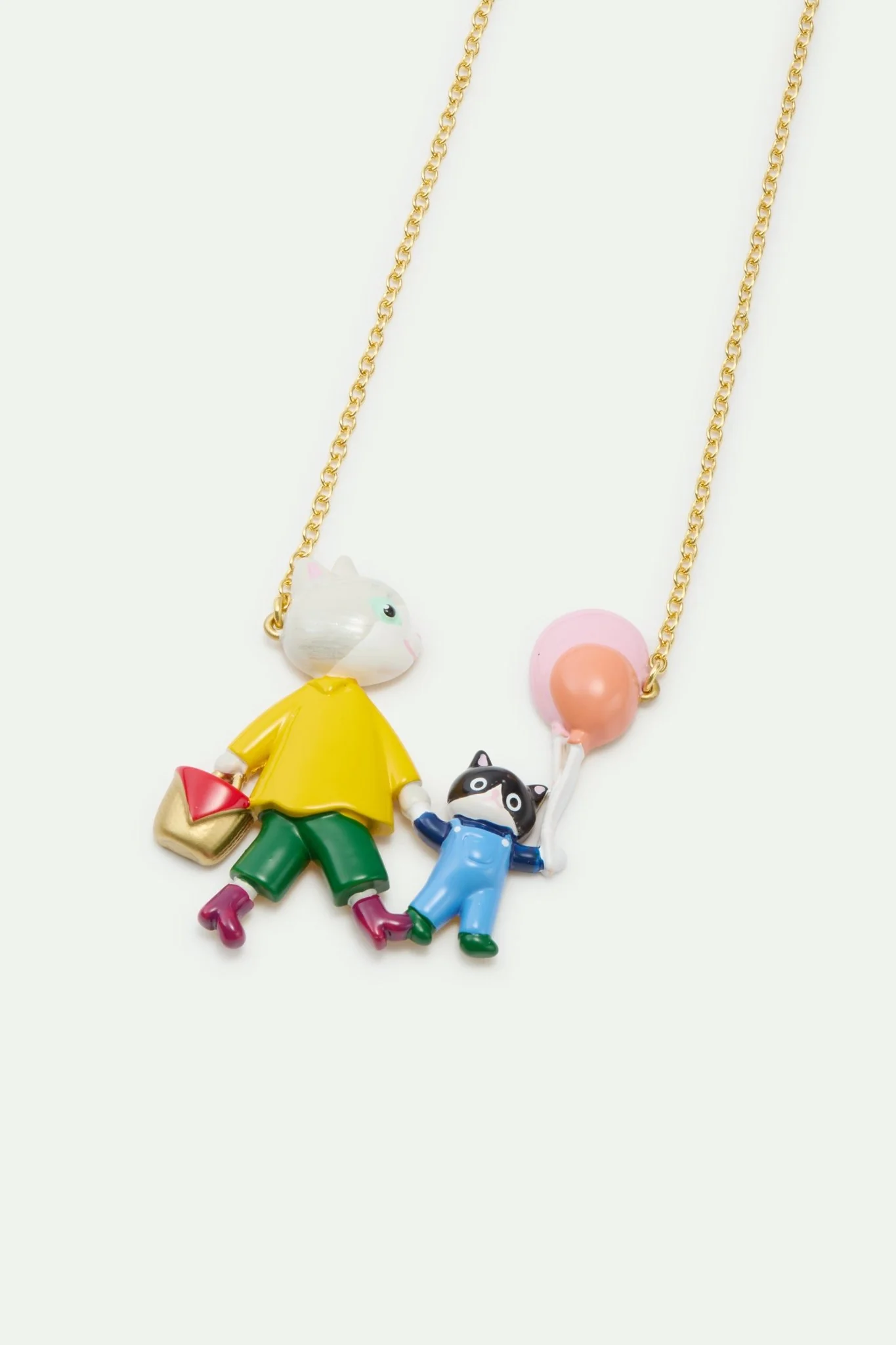 Grey Cat And Black Kitten Statement Necklace | AVHP3091 - Image 2