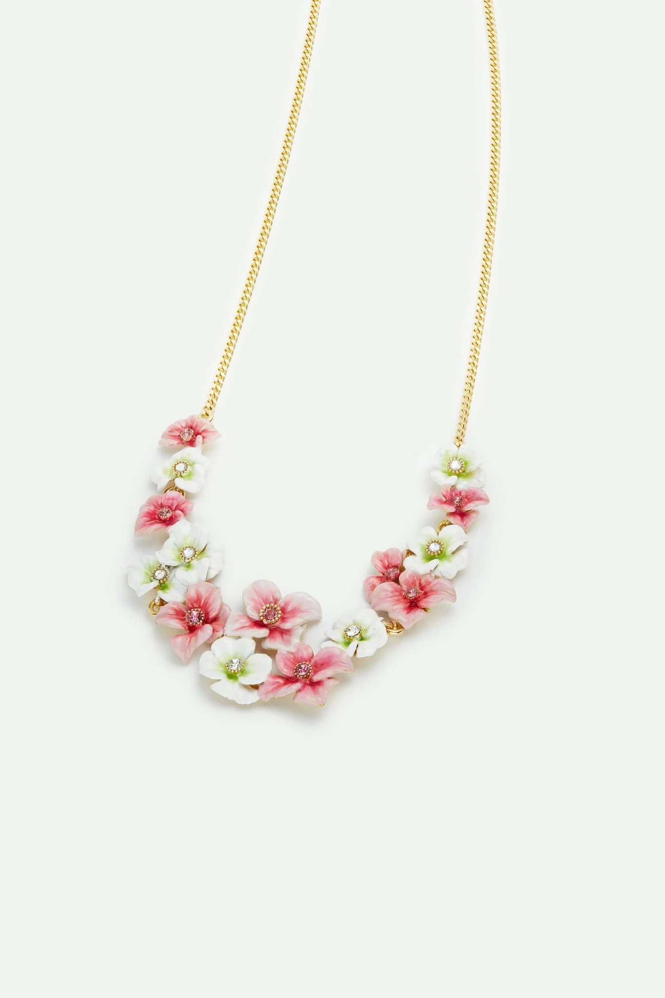 Pink And White Hydrangea Flowers Statement Necklace | AVJH3011 - Image 2
