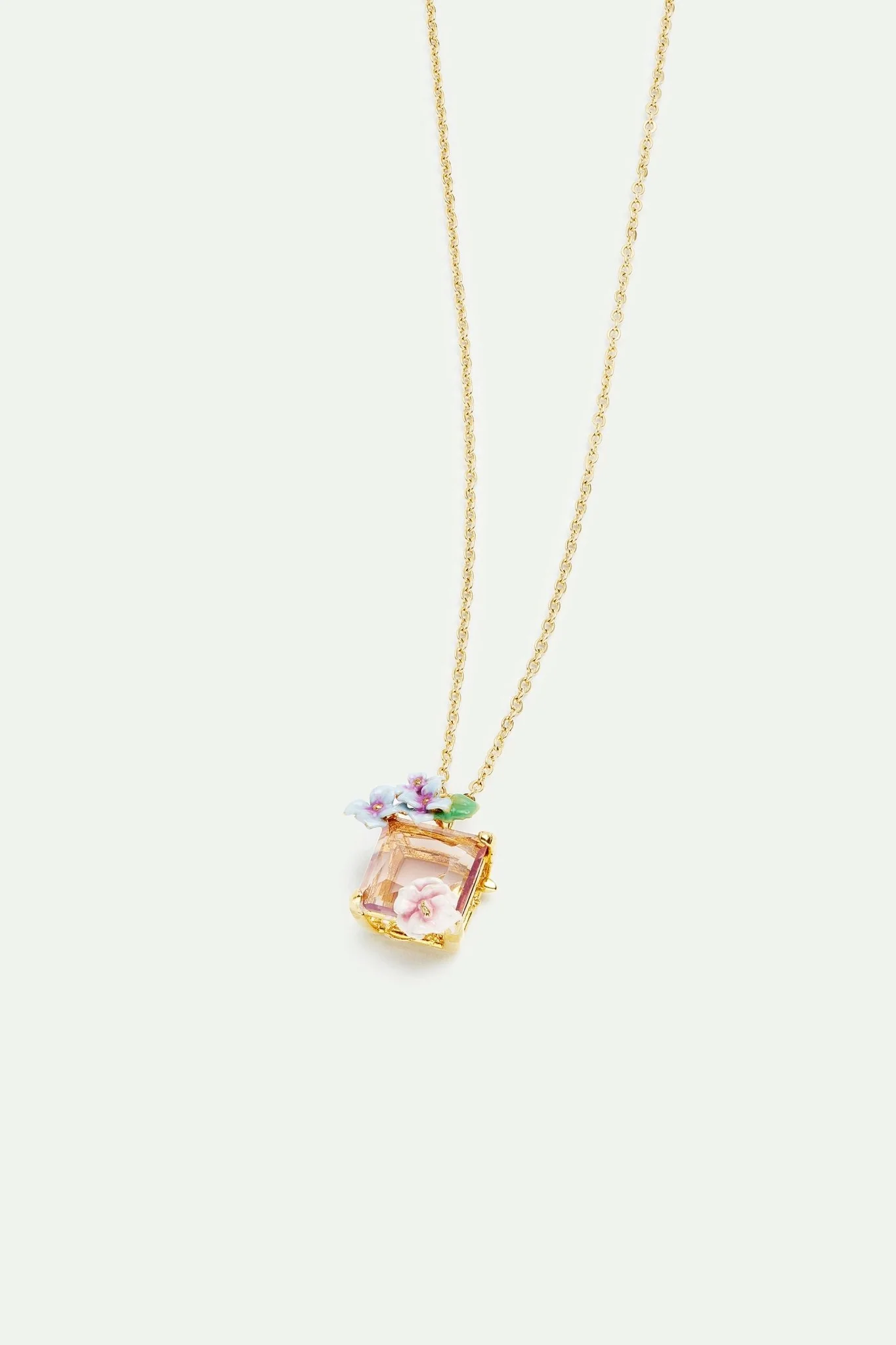 Lizard Pendant Necklace, Pink Cut Stone And Hydrangea | AVJH3031 - Image 3