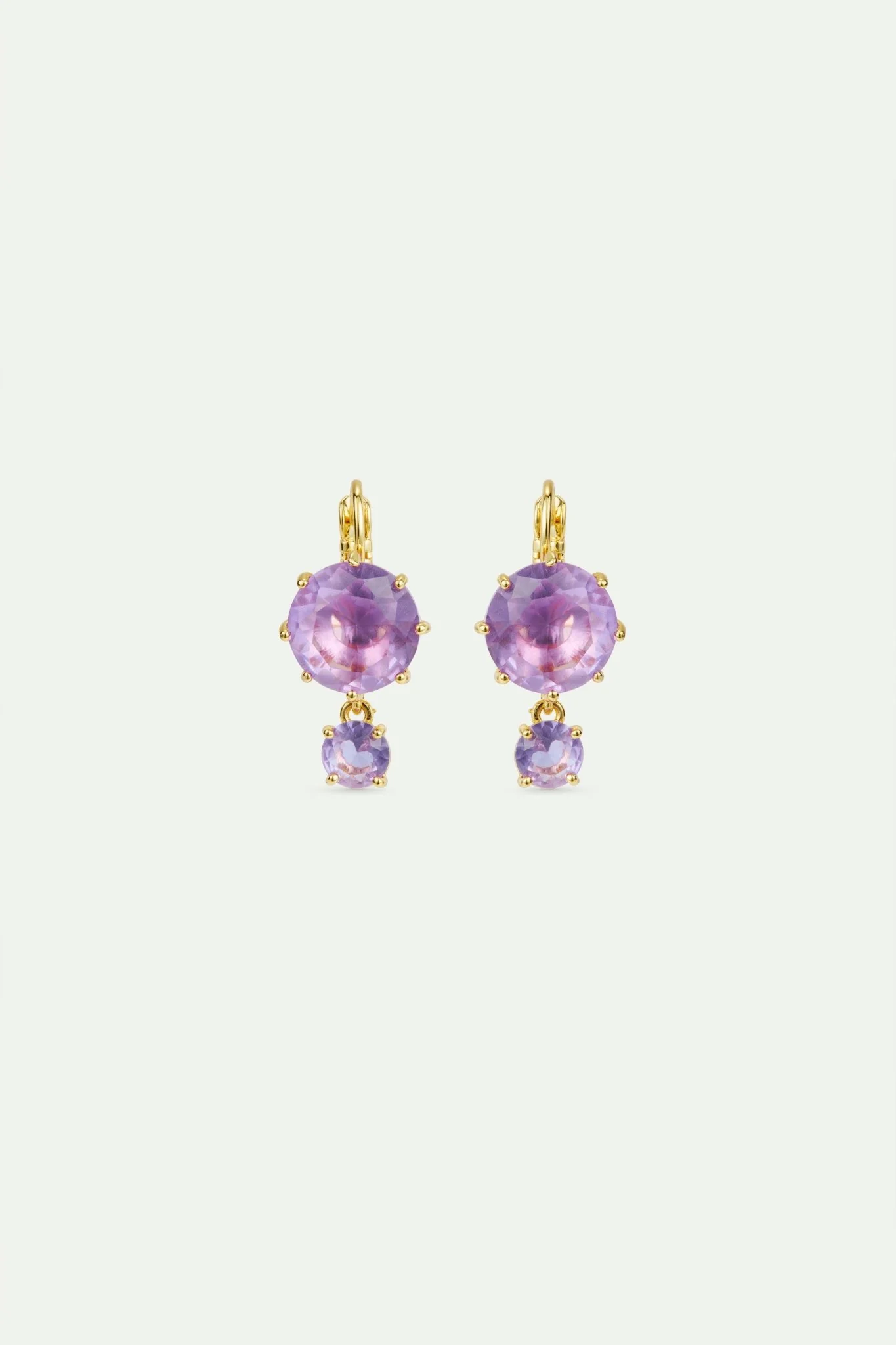 Lavender Diamantine Two Stone Earrings | AVLD1261 - Image 2